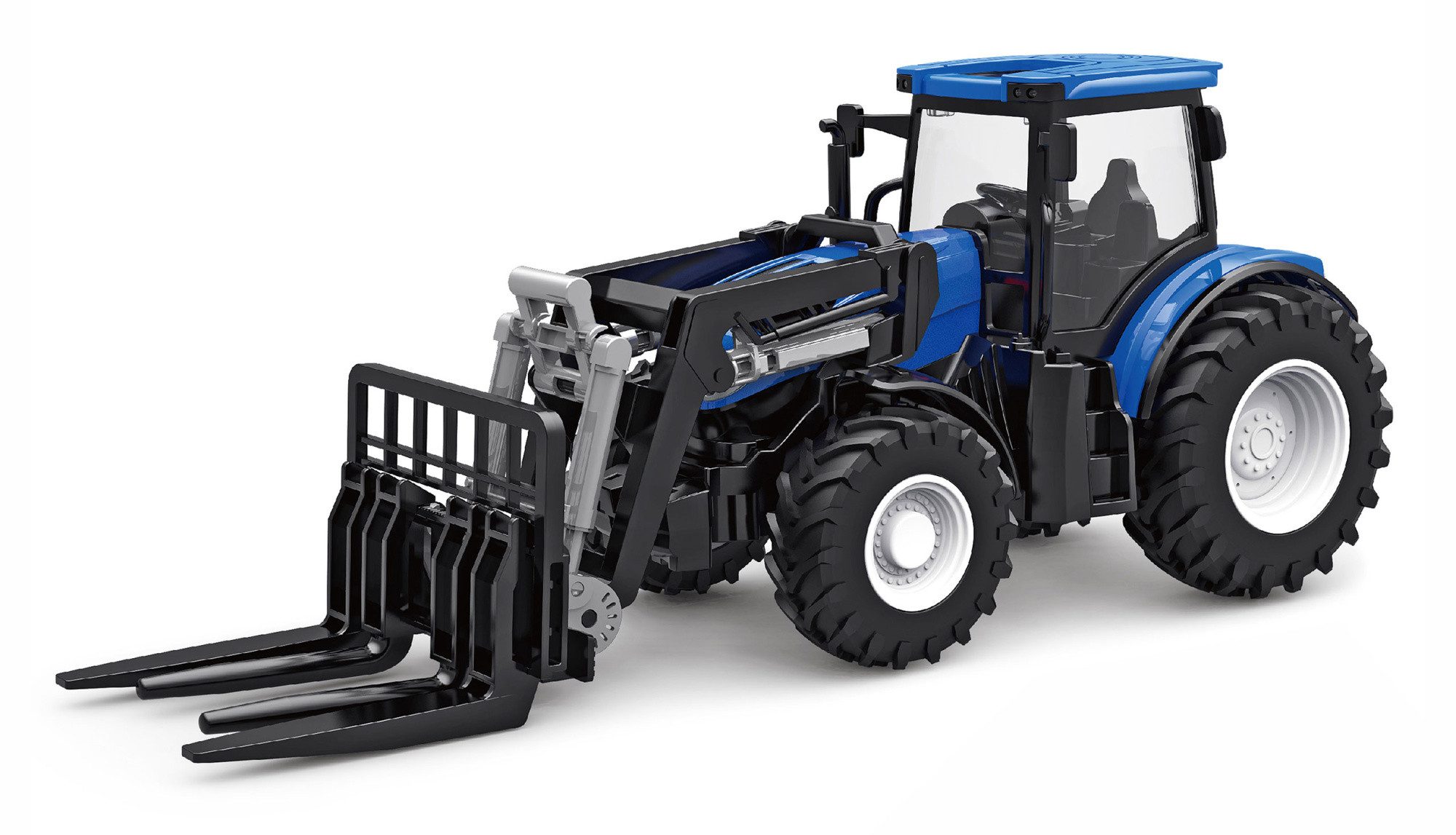 RC-Bagger Amewi RC Traktor Frontlader mit Palettengabel, Licht & Sound, 1:24 RTR