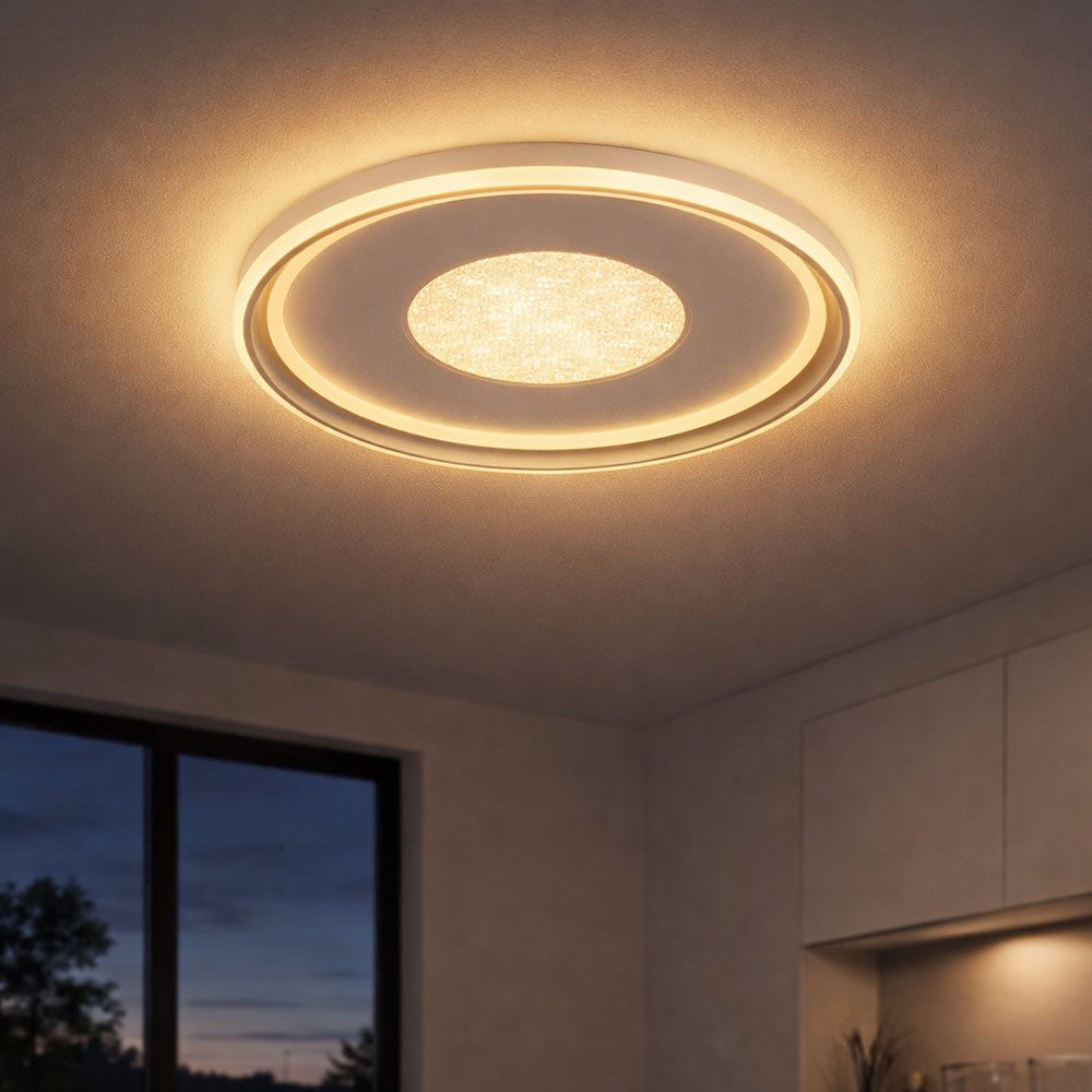 GLOBO LIGHTING LED Deckenleuchte, LED-Leuchtmittel fest verbaut, Farbwechsel, Neutralweiß, Kaltweiß, Warmweiß, Tageslichtweiß, Deckenleuchte Lampe Wohnzimmerleuchte LED 3D-Effekt Fernbedienung CCT