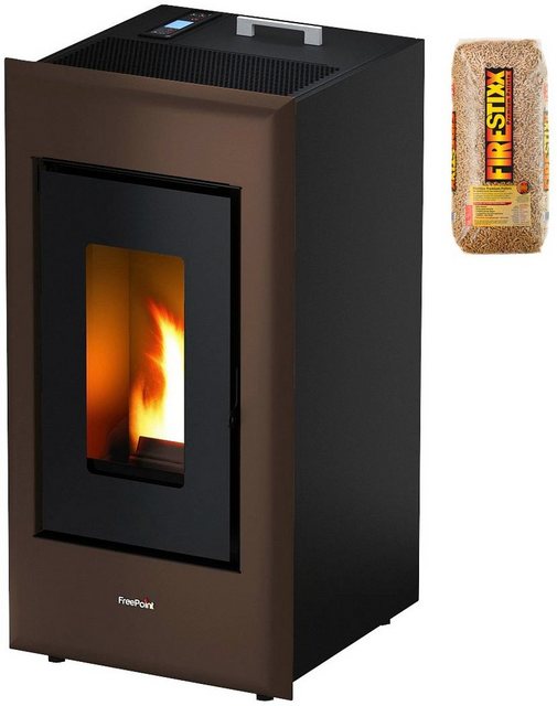 FreePoint Pelletofen MIKA EVO Stahl, 6,5 kW, Raumheizvermögen: 156 m³, schwarz-braun