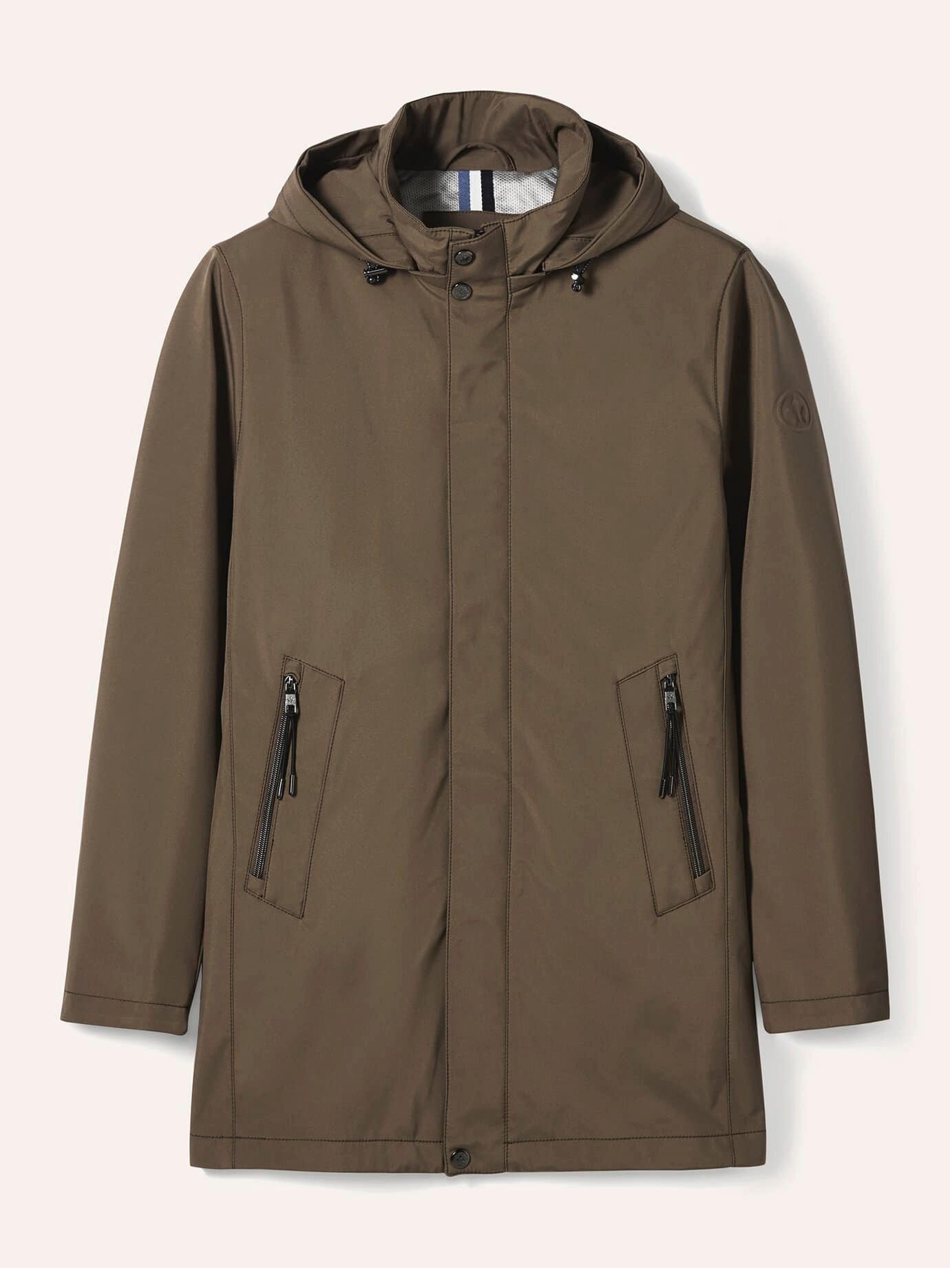 Walbusch Langjacke Herren Microfaser Langjacke mit Kapuze, mit Kapuze