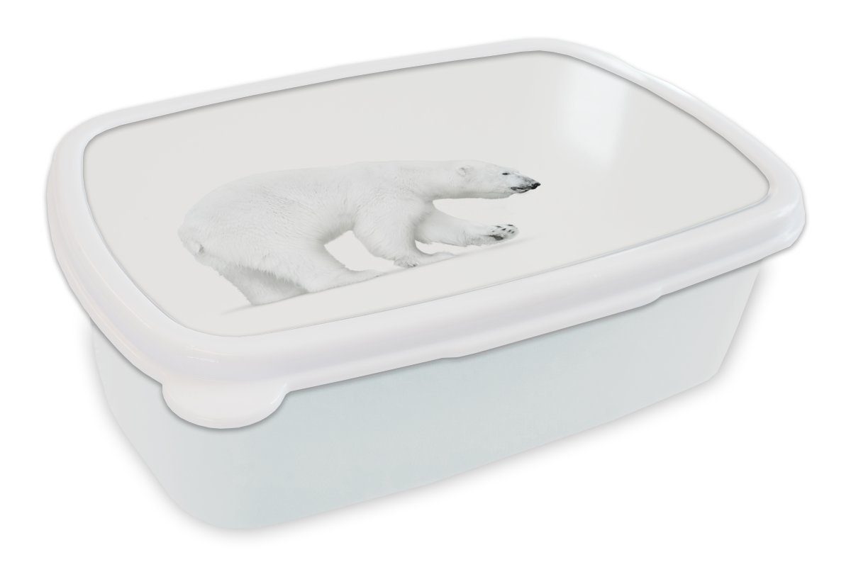 MuchoWow Lunchbox Eisbär - Tiere - Weiß, Kunststoff, (2-tlg), Brotbox für Kinder und Erwachsene, Brotdose, für Jungs und Mädchen