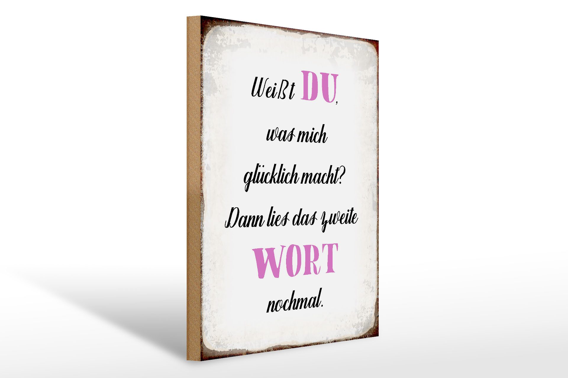 Femer GmbH Holzbild Spruch 30x40cm weiß Du was mich glücklich macht
