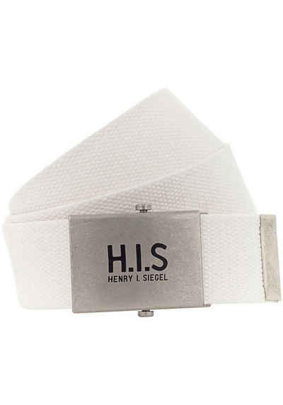H.I.S Stoffgürtel Bandgürtel mit H.I.S Logo auf der Koppelschließe