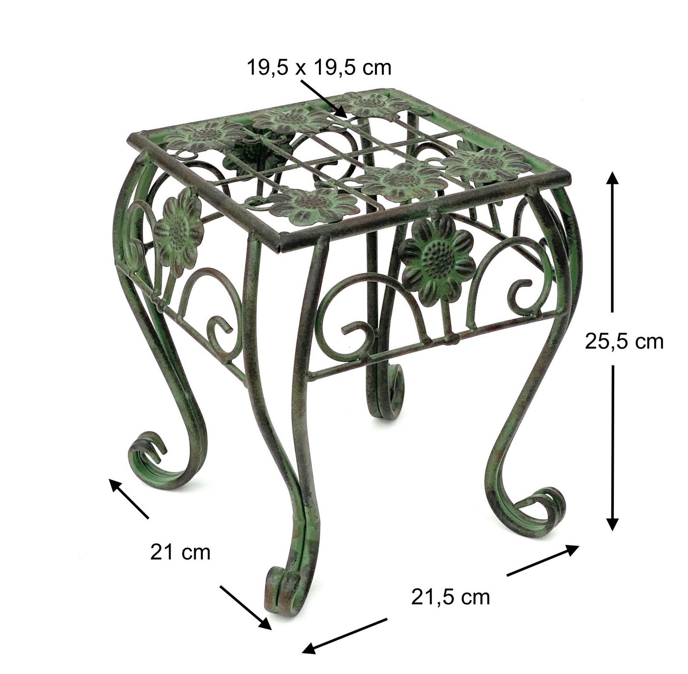 Thumbnail - DanDiBo Blumenständer Metall Grün Eckig 25 - 34 cm Blumenhocker 96007 Blumensäule, Modern Pflanzenständer Pflanzenhocker...