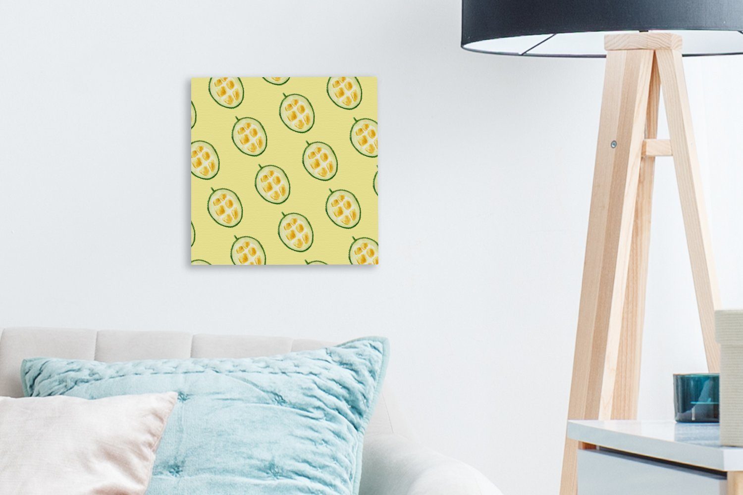 Obst Schlafzimmer (1 Leinwandbild OneMillionCanvasses® für - Leinwand - Wohnzimmer St), Gelb, Bilder Schablonen