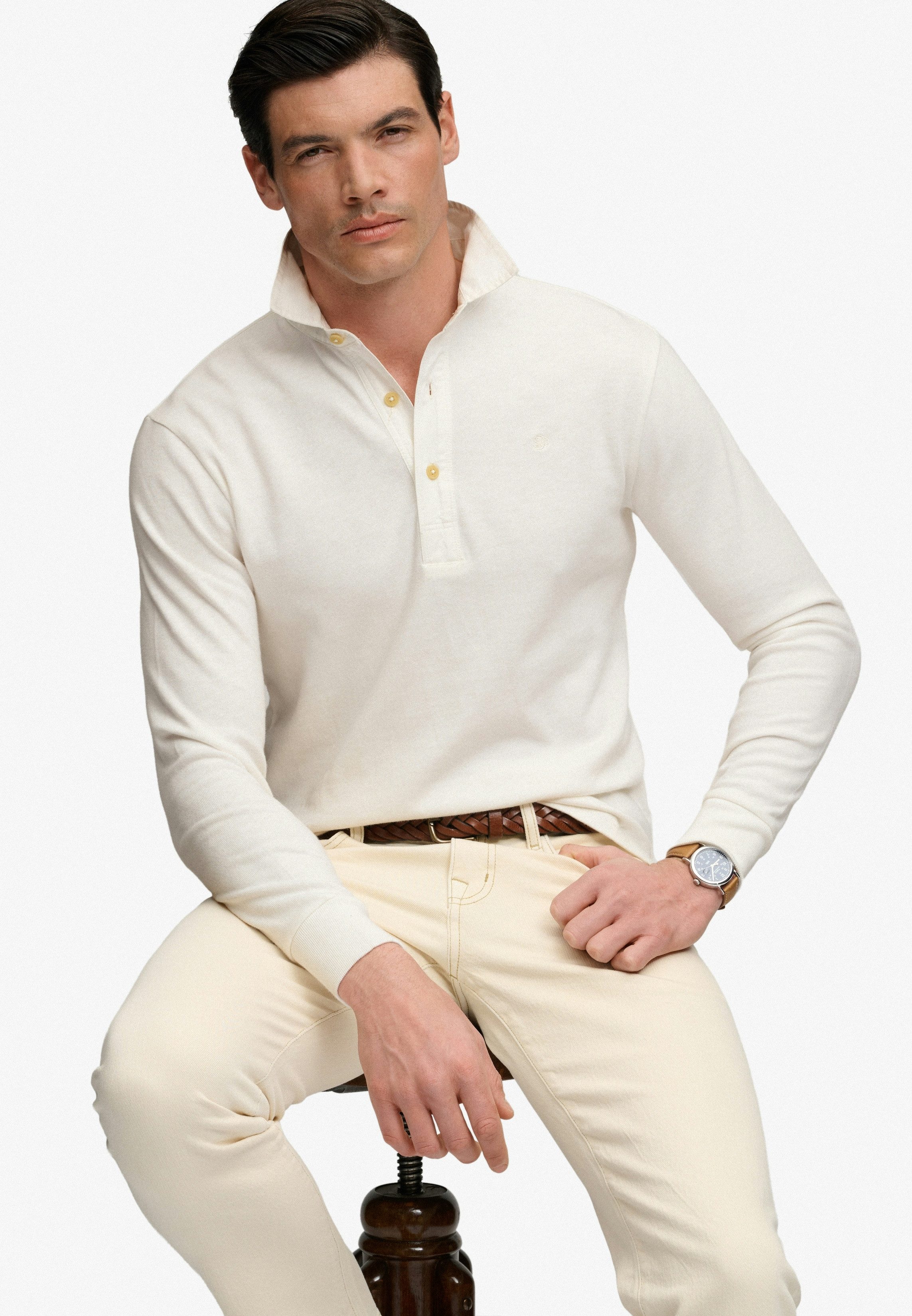 Superdry Langarm-Poloshirt CLASSIC RUGBY TOP aus Baumwolle und Single Jersey, Relaxed Fit, mit kurzer Knopfleiste – Bild 2 von 5