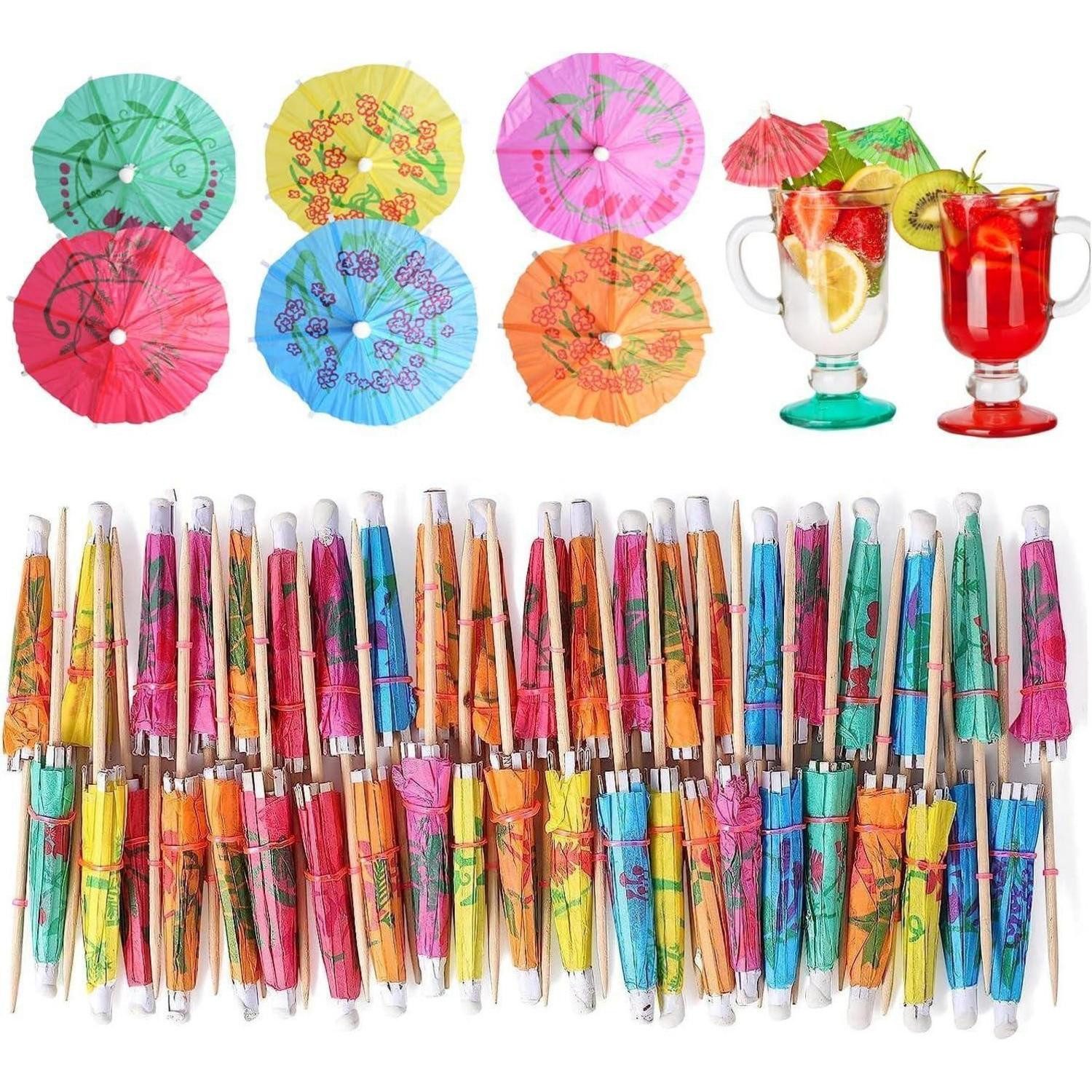 LuxusKollektion Partyspieße Cocktail Schirmchen Papierschirmchen Bar Deko 100er Color-100pcs