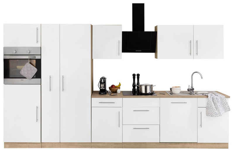 wiho Küchen Küchenzeile Cali, mit E-Geräten, Breite 360 cm mit Metallgriffen