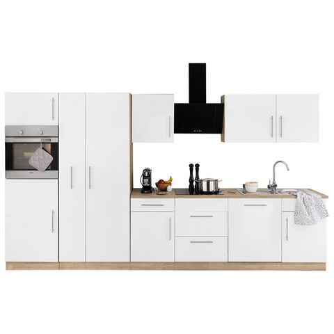 wiho Küchen Küchenzeile Cali, mit E-Geräten, Breite 360 cm mit Metallgriffen