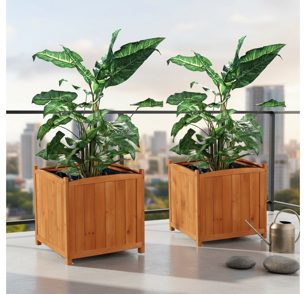Mucola Pflanzkübel 2er Set Blumentopf eckig Pflanztrog 50cm Blumenständer Blumenkasten (Stück, 2 St., Blumentopf Pflanztrog), Innenfolie