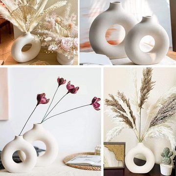 HIBNOPN Dekovase Vase Set of 2 Weiße Blumenvasen aus Keramik für Wohnungs, Zimmer Deko (2 St)