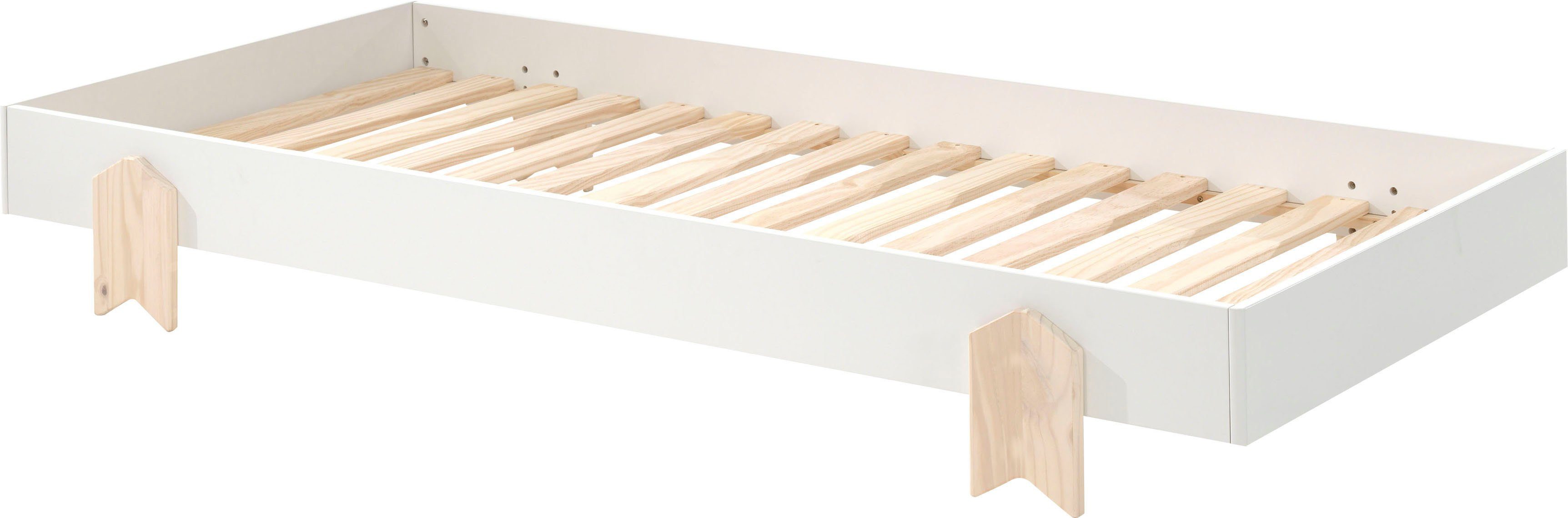 Vipack Kinderbett Modulo (Made in Europe), Jugendbett, Einzelbett, Stapelbett mit Füßen in Pfeiloptik
