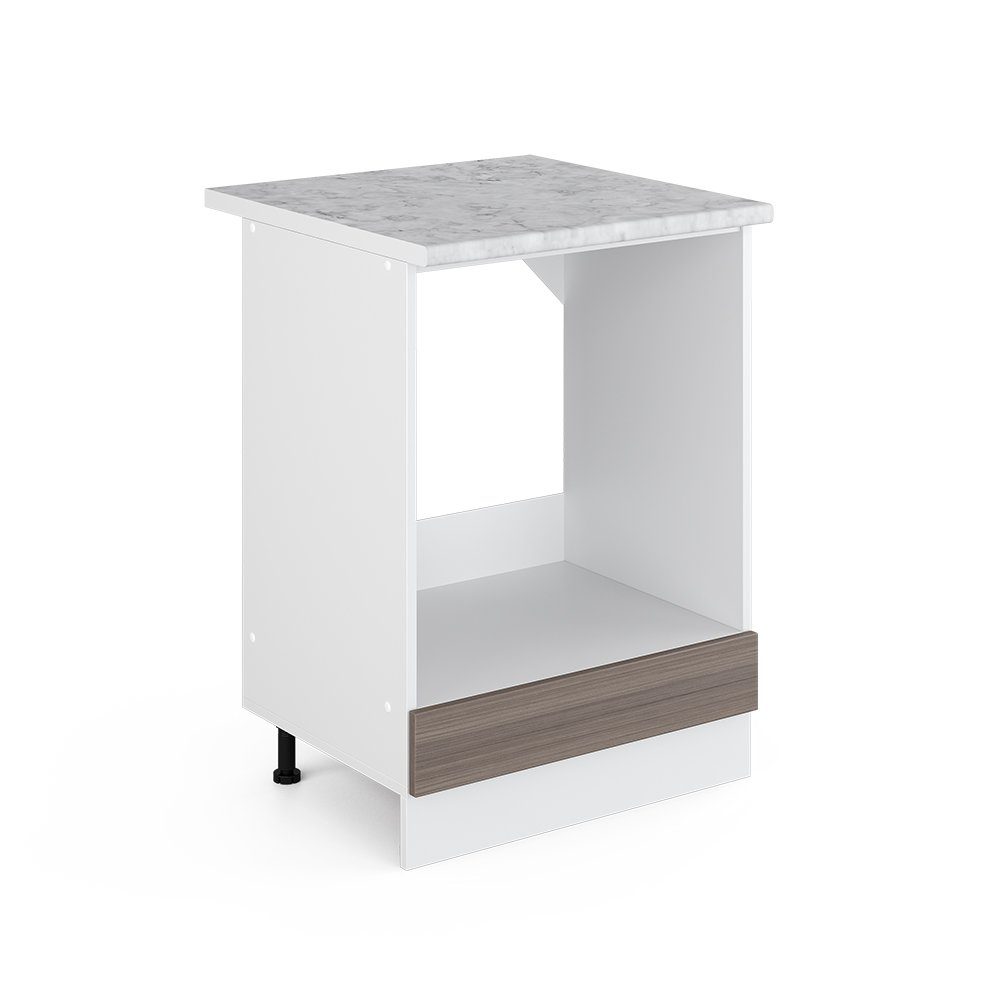 Vicco Herdumbauschrank R-Line Herdschrank Grau/Weiß 60 cm AP Marmor günstig online kaufen