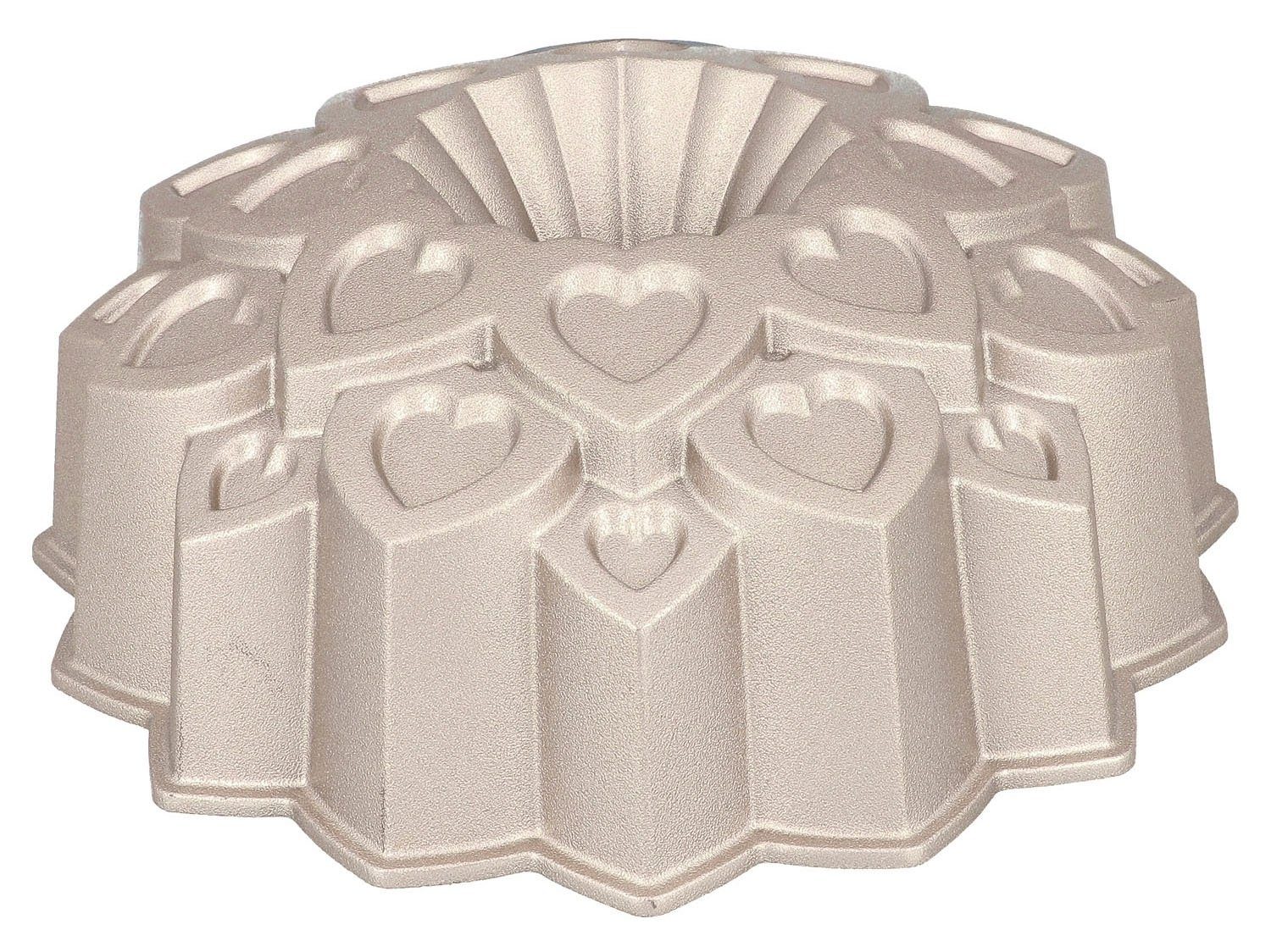 Birkmann Gugelhupfform CONTOURA, Ø 25 cm, Grau, Aluminiumguss, Love, antihaftbeschichtet