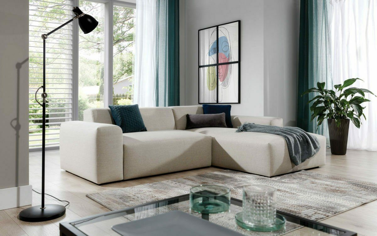 JVmoebel Ecksofa, Ecksofa Sofa Couch Textil Garnitur Eck Polster Sofas Wohnlandschaft