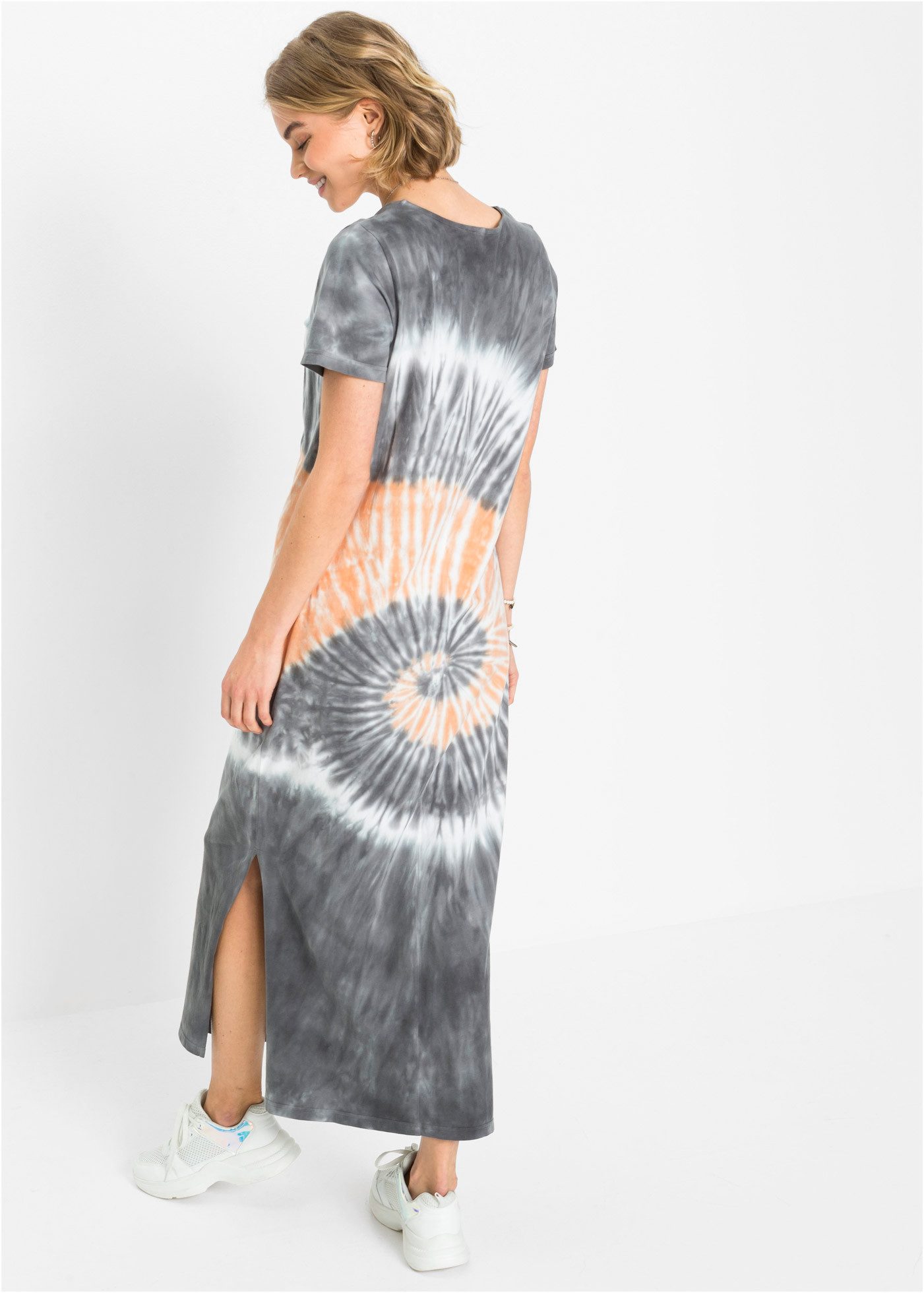 bonprix Shirtkleid für warme Tage, aus Baumwolle, mit V-Ausschnitt, mit Kurzarm-Design
