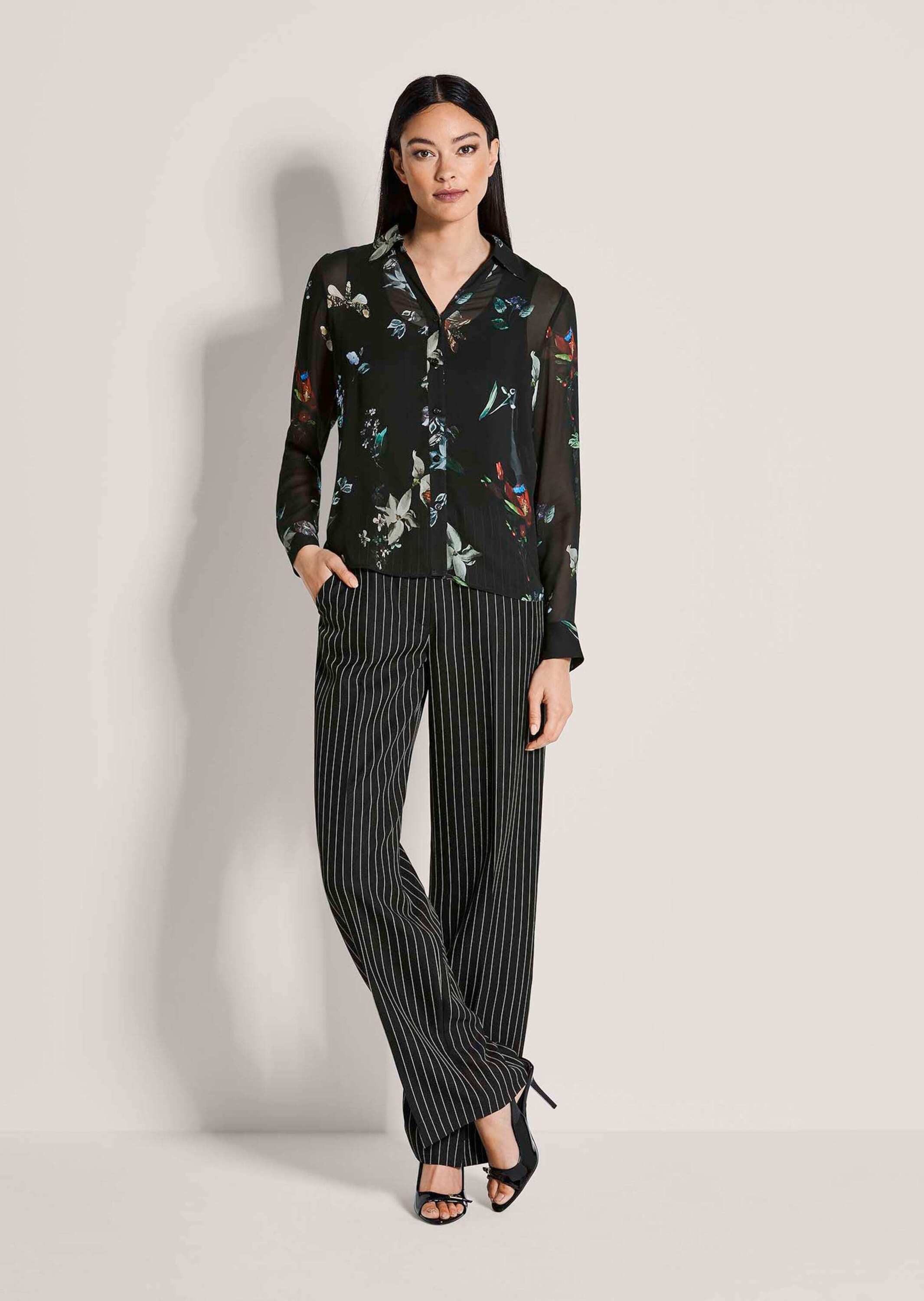 Langarmbluse Viskosebluse mit floralem Muster
