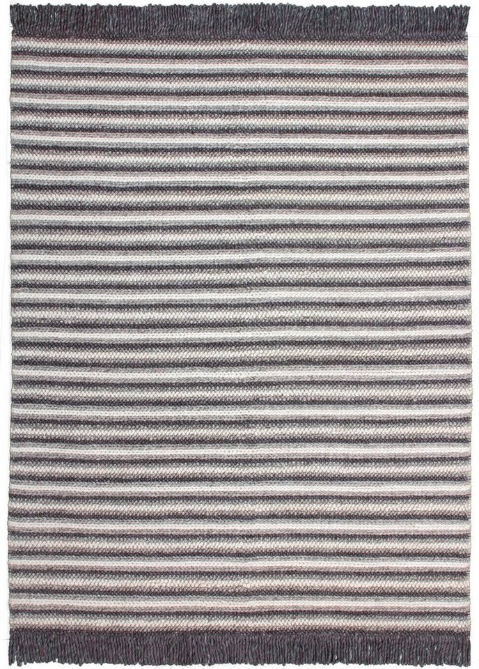Teppich Bature 400, calo-deluxe, rechteckig, Höhe: 10 mm, Wolle und Viskose  mit Fransen, Wohnzimmer