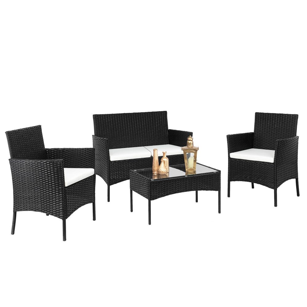 LEADZM Gartenlounge-Set 4-tlg Gartenlounge-Set, 2 Gartenstuhl, 1 Sofa, 1 Gartentisch, Gartenlounge – Bild 2 von 5