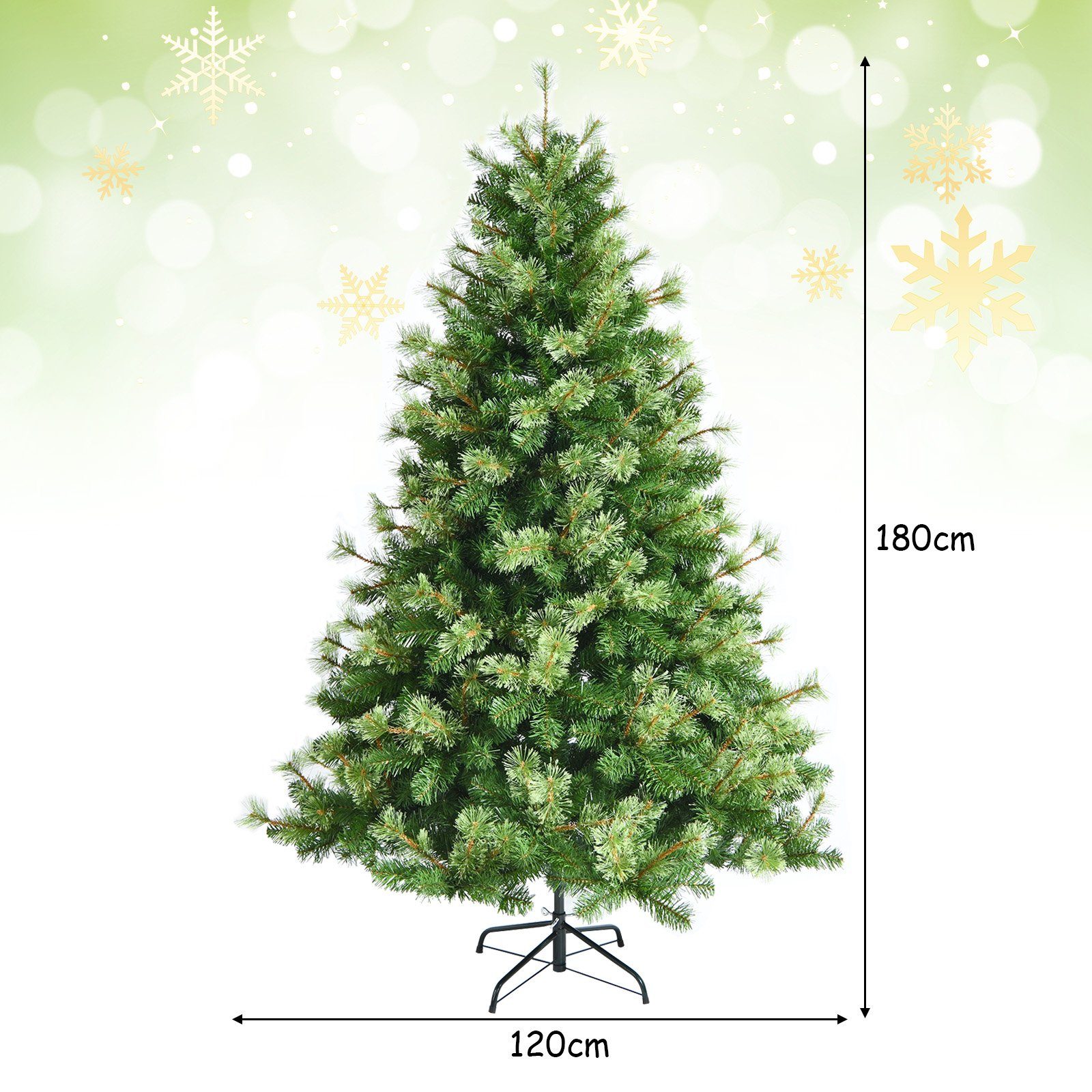 COSTWAY Künstlicher Weihnachtsbaum, Metallständer 820 Zweigen mit und