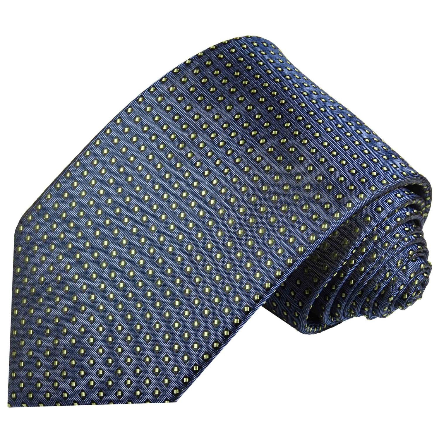 Paul Malone Krawatte Seide blau 2041 gepunktet (8cm), Seidenkrawatte 100% Schlips modern Breit Designer Herren