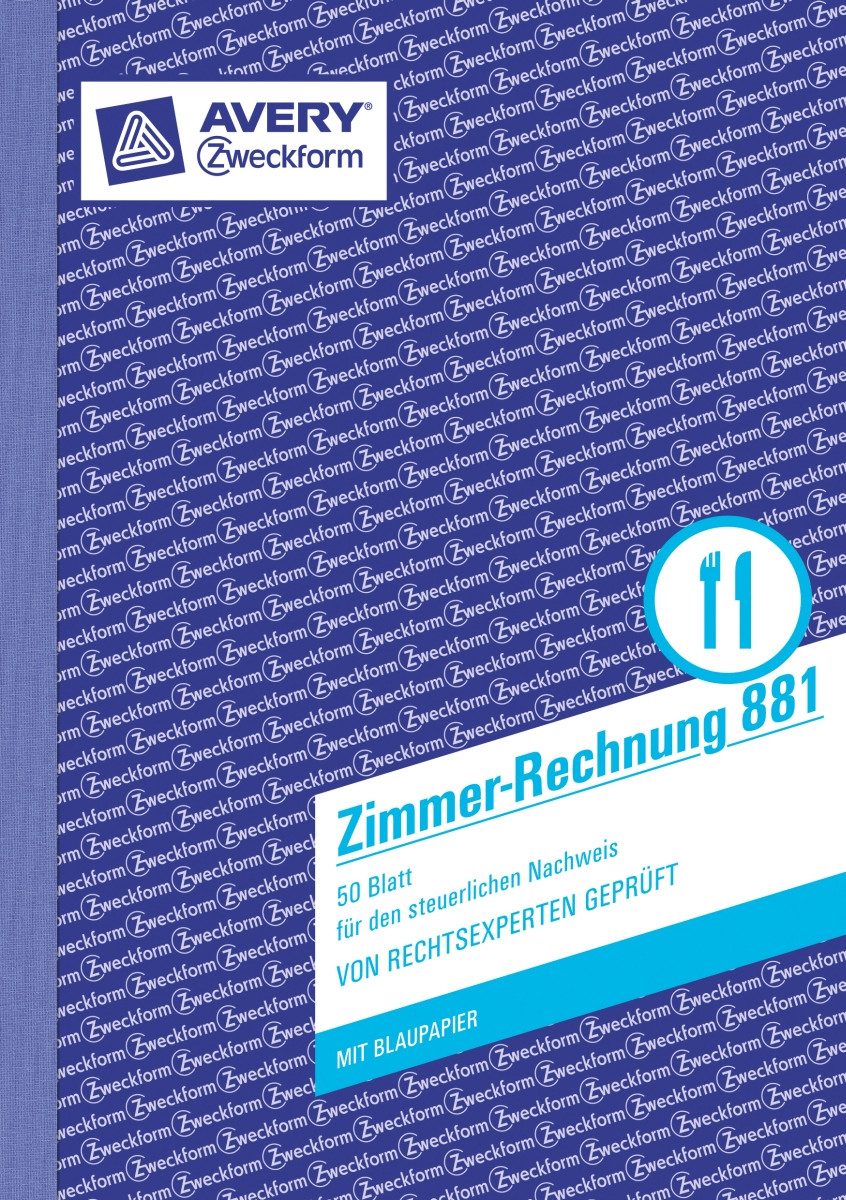 Avery Zweckform Formularblock Formularbuch Zimmerrechnung A5 beidseitig bedruckt 50 Blatt