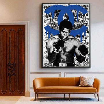DOTCOMCANVAS® Leinwandbild ALI BRAND (blue), Leinwandbild Muhammad Ali Portrait Boxen Sport luxus Coco Chanel