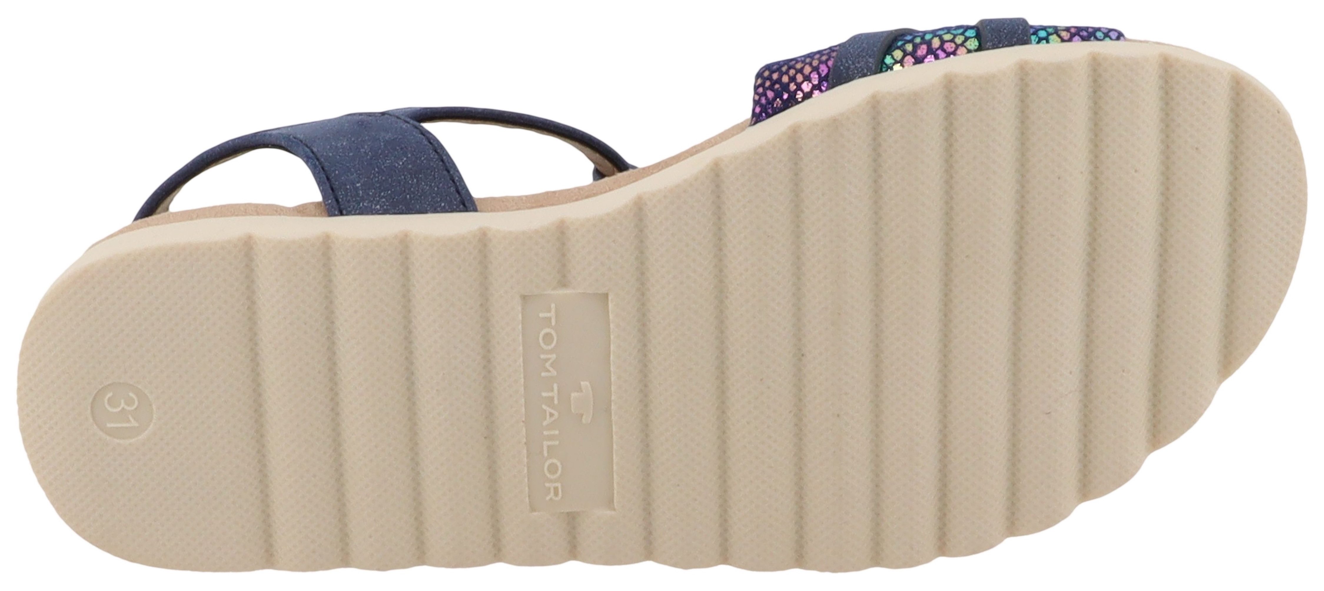 TOM TAILOR Nani Riemchensandale Plateau, Sandalette mit Raffungen und Kontrastbesatz