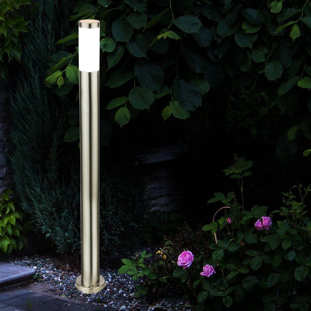 V-TAC Pollerleuchte, Leuchtmittel Säulen nicht Sockel Edelstahl Stand Leuchte Steh Lampe Garten inklusive, Außen Weg