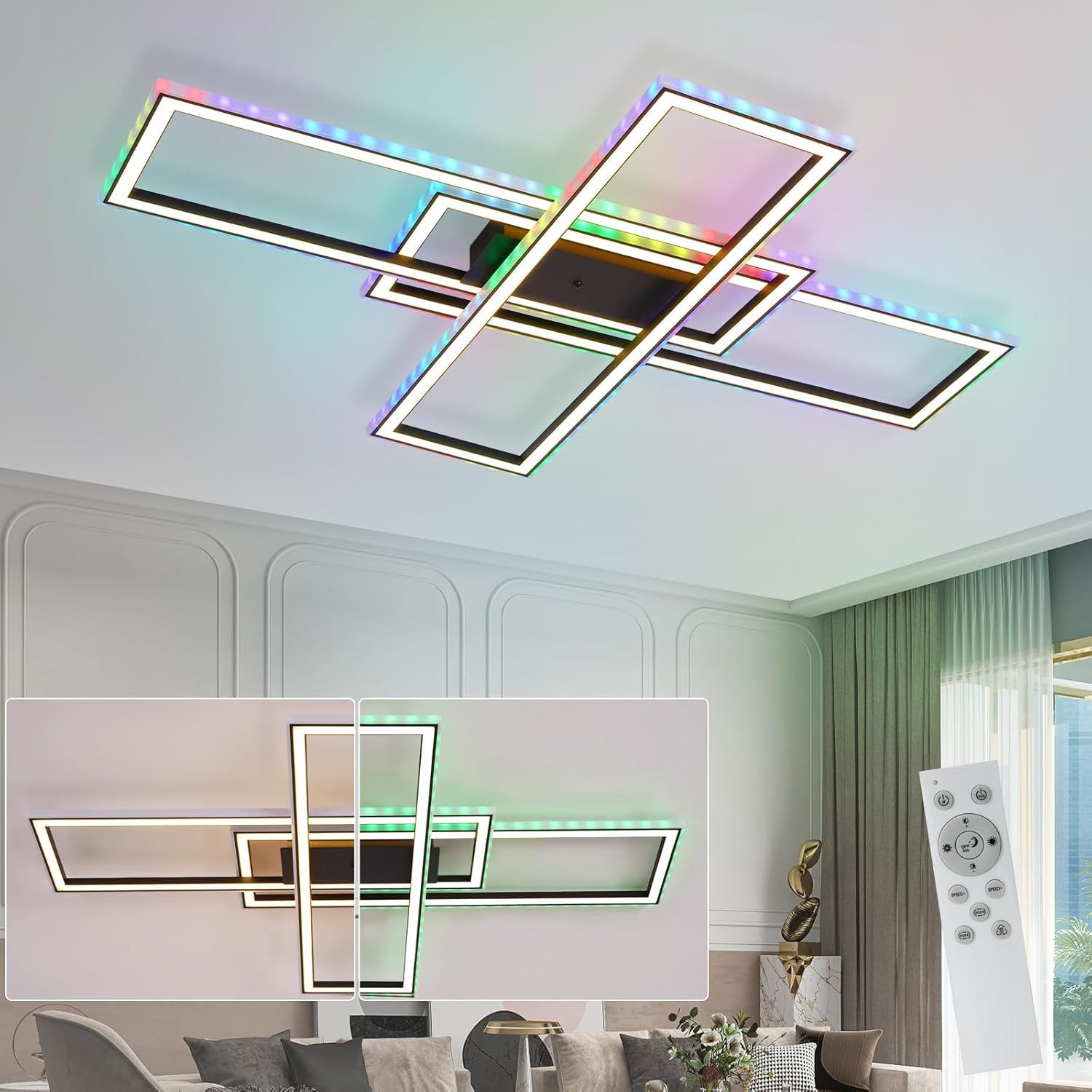 ZMH LED Deckenleuchte Whonzimmer RGB Deckenlampe Modern Dimmbar mit Fernbed günstig online kaufen