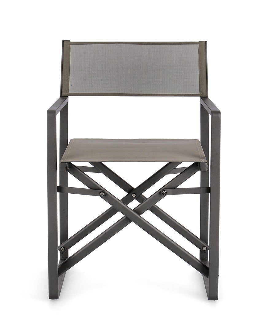 Natur24 Gartenstuhl 2er Set Regiestühle Konnor 55 x 50,5 x 84,5 cm Aluminium und Textil