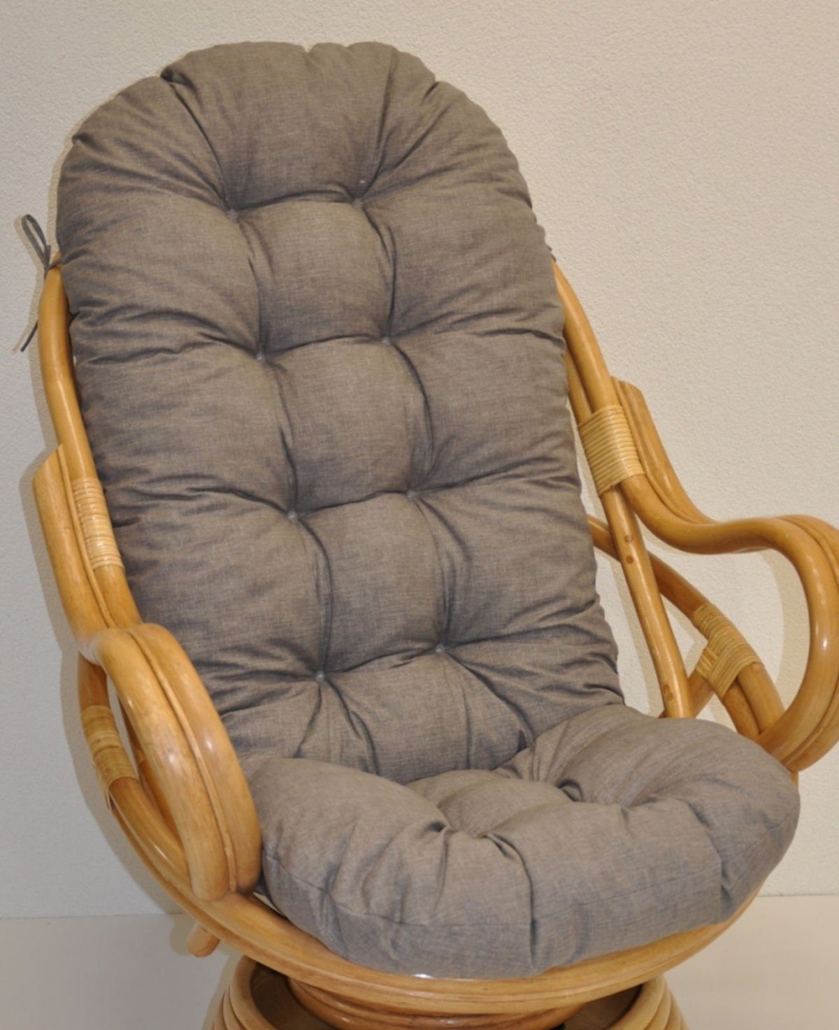 Rattani Sesselauflage Polster für Rattan Schaukelstuhl Drehsessel L 135 cm Color dunkel grau