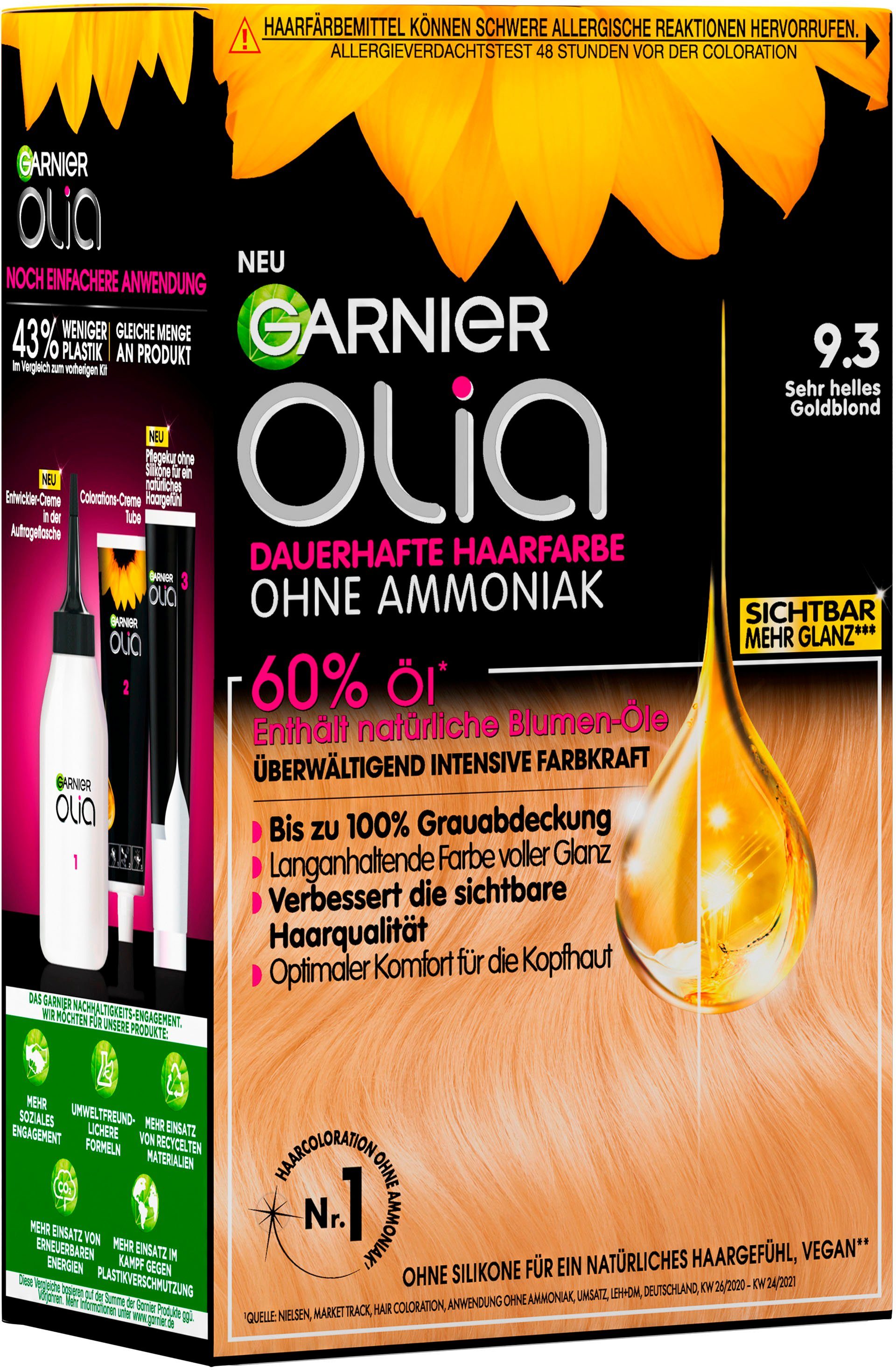 GARNIER Coloration Garnier Olia dauerhafte Haarfarbe, Set, 3-tlg., mit pflegender Formel