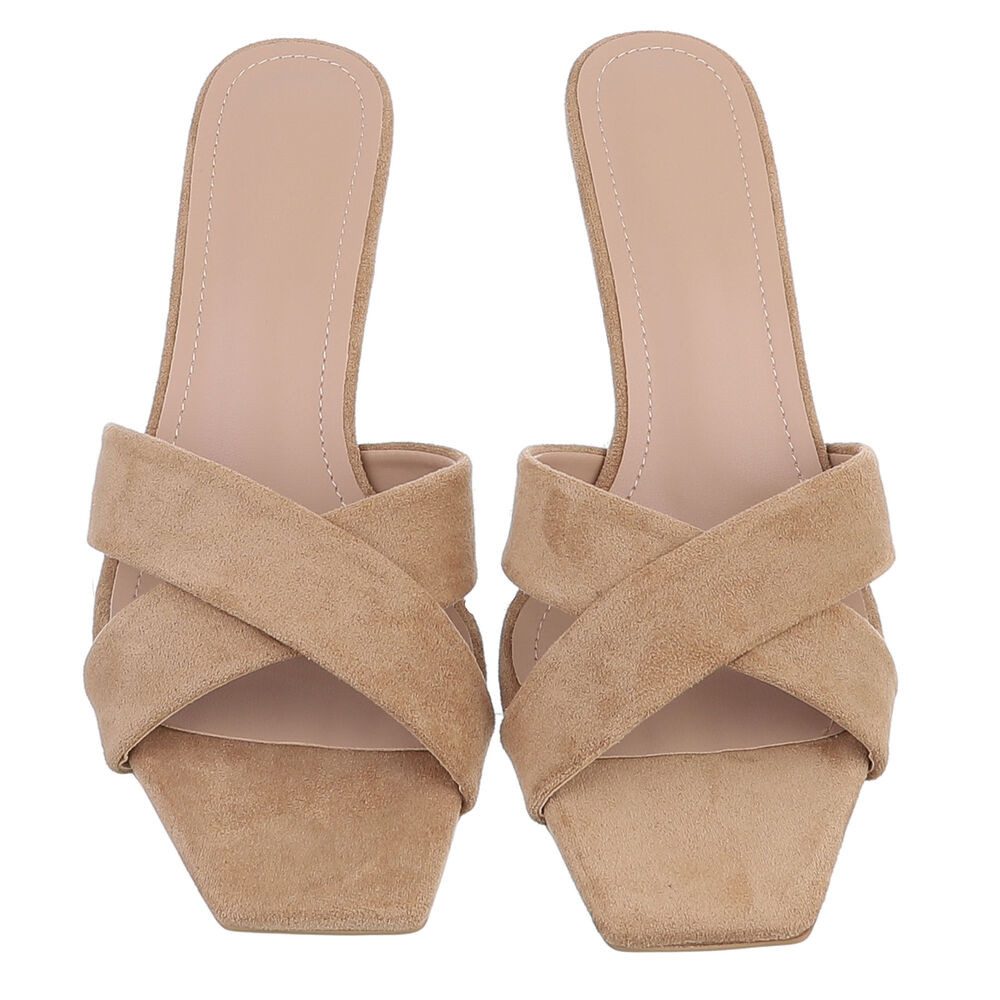 Ital-Design Damen Mules Pumps mit Stilettoabsatz und Riemen Pantolette (91895832) Pfennig-/Stilettoabsatz Sandalen & Sandaletten in Hellbraun – Bild 4 von 5