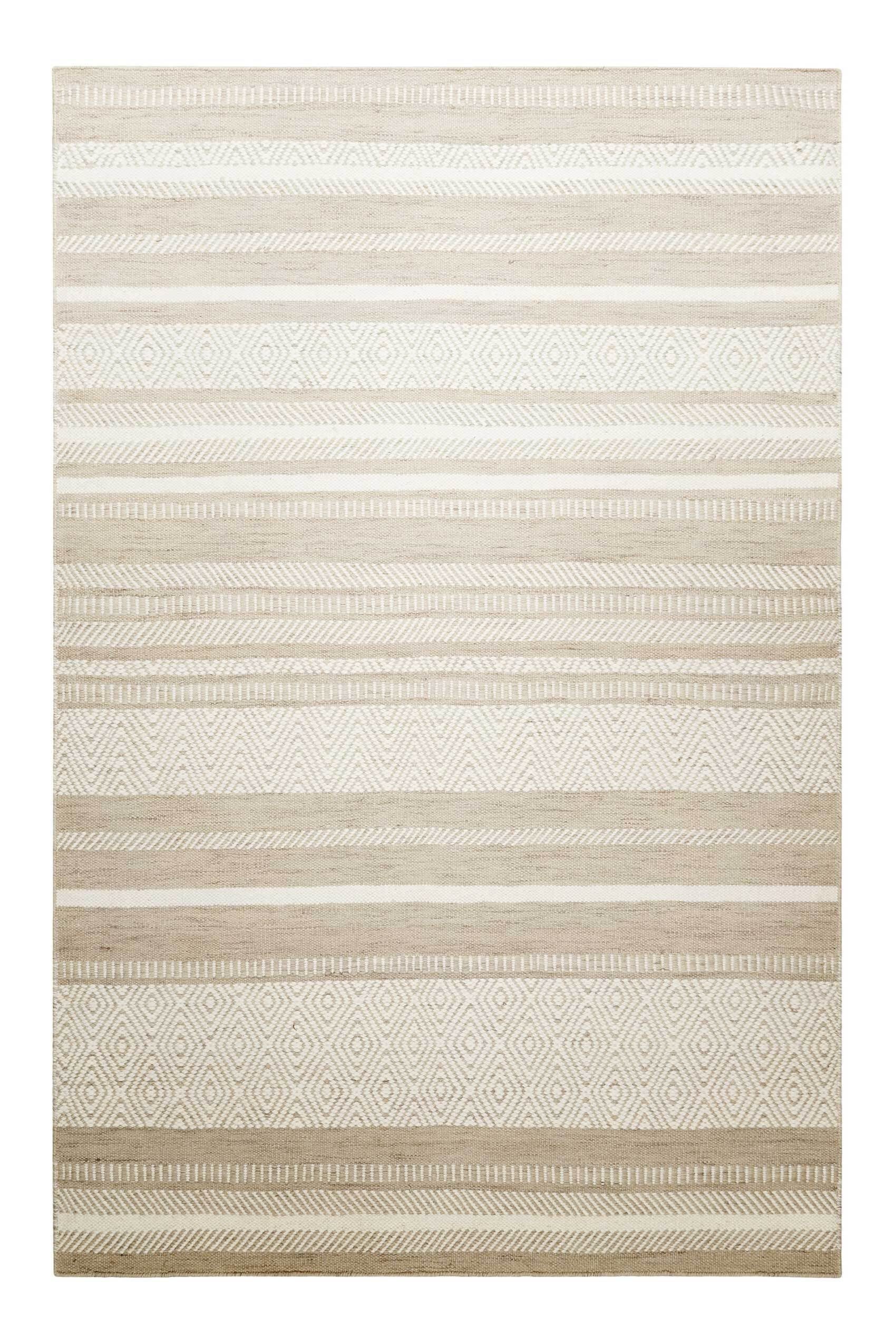 Teppich Dijon, Green Looop, rechteckig, Höhe: 6 mm, handgewebter Schurwollteppich, schwarz-weiße Streifen, nachhaltig