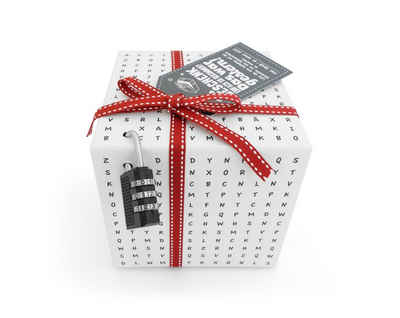 SURPRISA Geschenkbox »Rätselbox«, persönliche Geschenkverpackung + Rätselspiel - für Freundin, Freund, zur Hochzeit oder zum Geburtstag - weiß