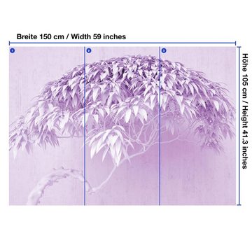 wandmotiv24 Fototapete Baum Violett 3D, glatt, Wandtapete, Motivtapete, matt, Vliestapete