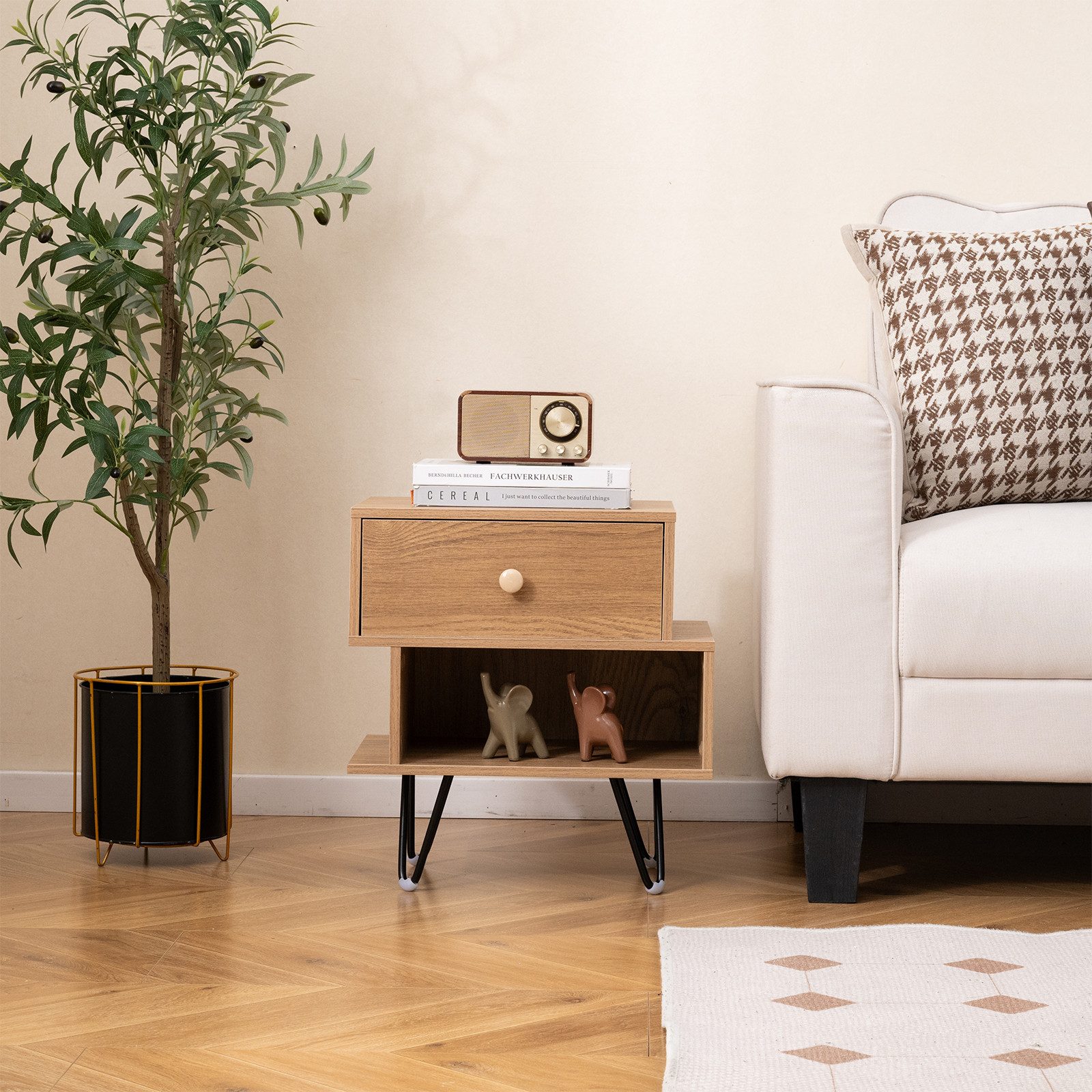 COSTWAY Nachttisch (2-St), 2er Set, mit Schublade & offenem Fach günstig online kaufen