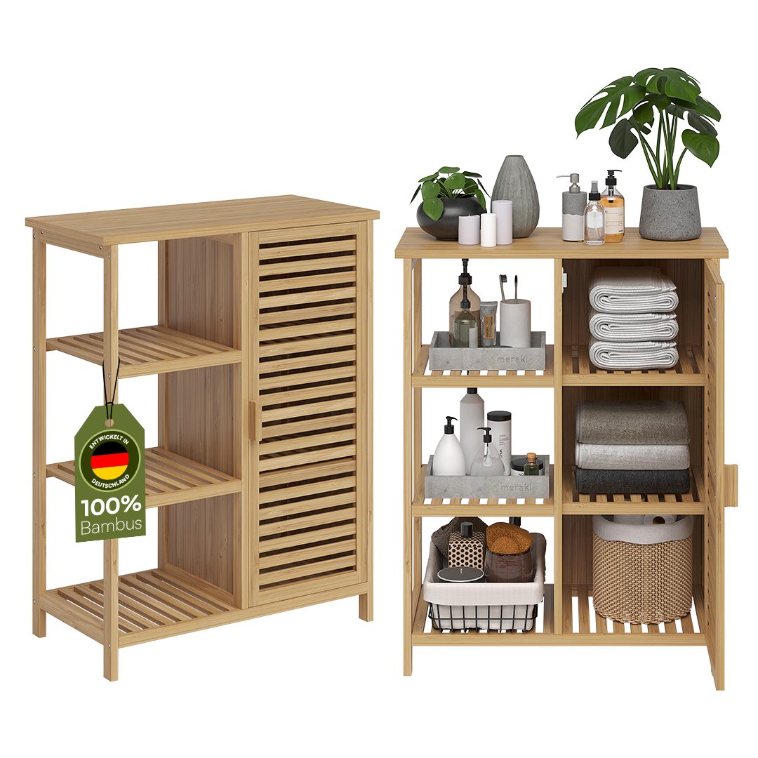 Bellamio Hochschrank Newa Badezimmerschrank aus Bambus, günstig online kaufen