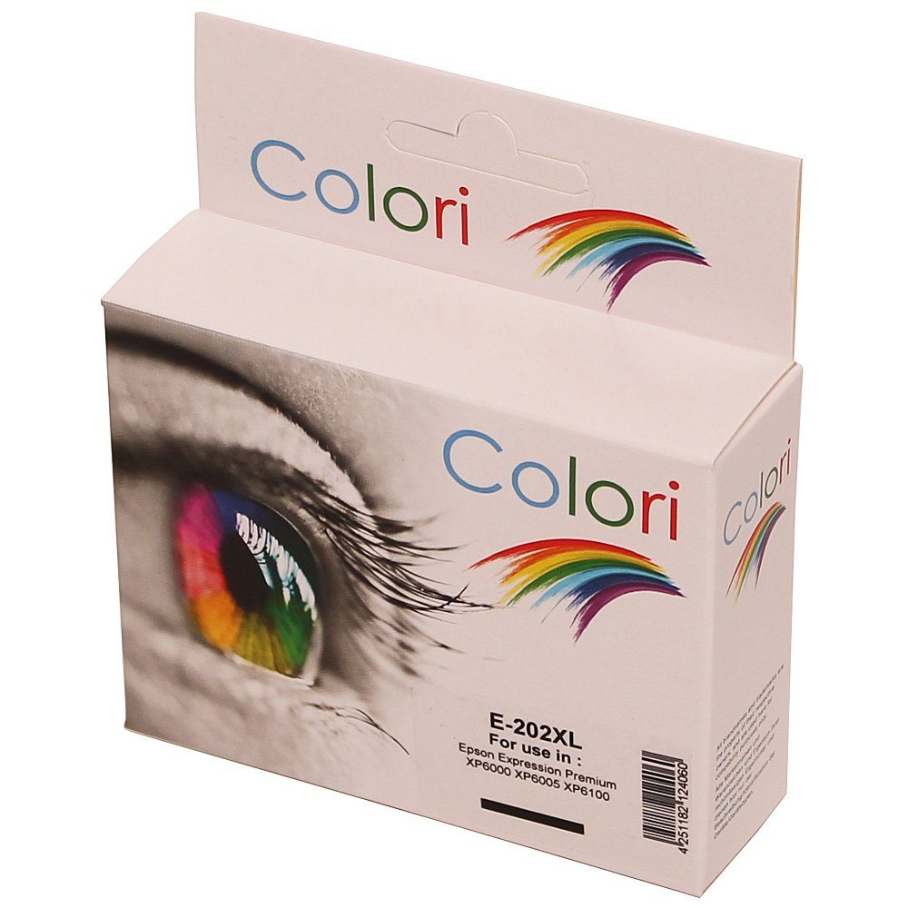Colori Tintenpatrone (Kompatible Druckerpatrone für Epson 202XL Schwarz für Epson Expression Premium XP-6000 XP-6005 XP-6100 von Colori)