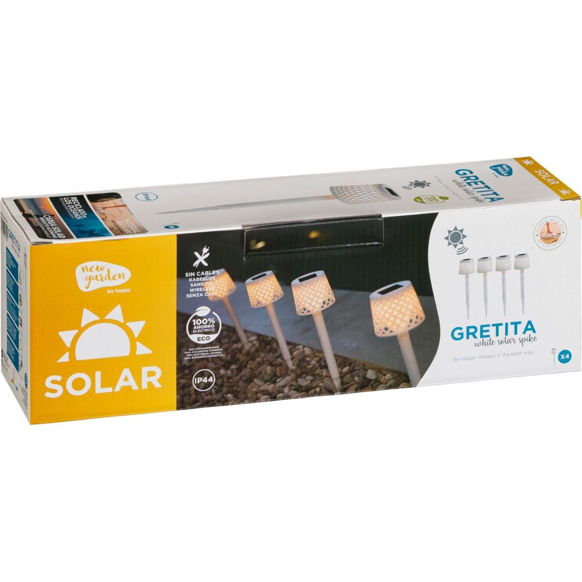 Newgarden LED-Solarleuchte Gretita, weiß, Erdspieß, 4er-Set günstig online kaufen