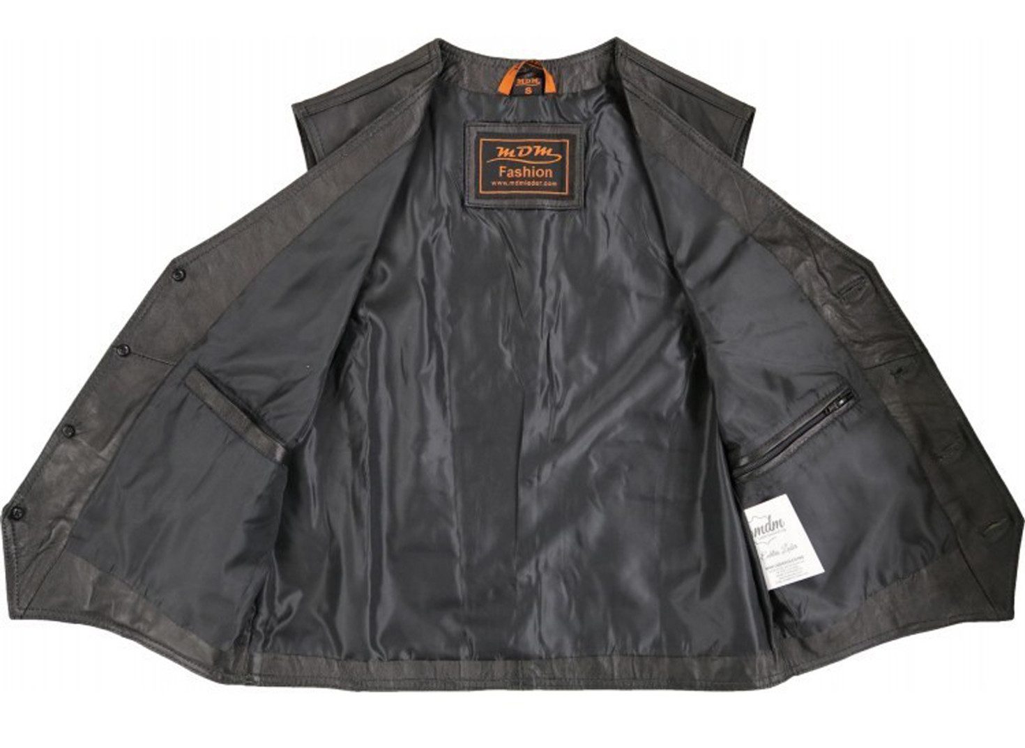 MDM Lederweste Klassische Herren Lamm Nappa Lederweste – Bild 4 von 5