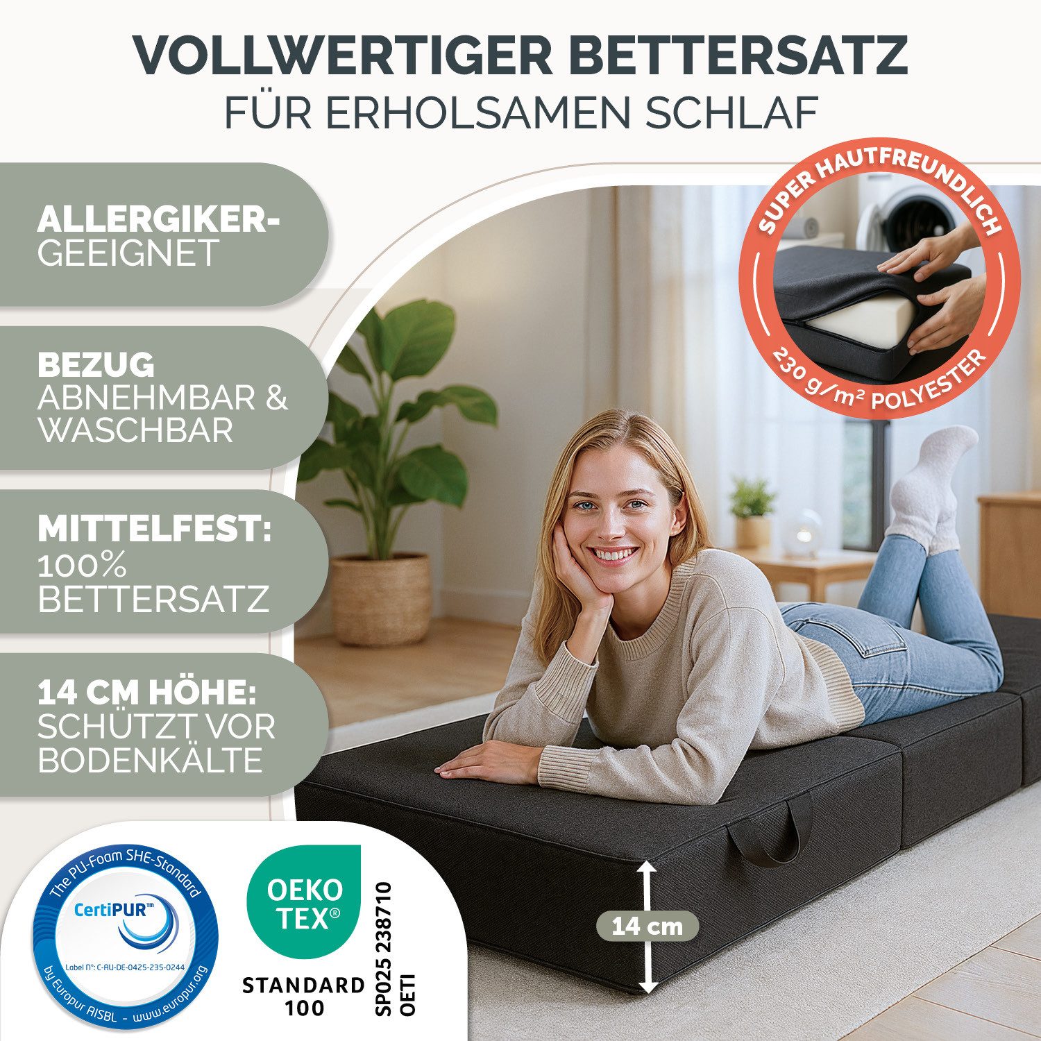 Klappmatratze Klappmatratze- 3teilige Gästematratze klappbar extra dick (14 günstig online kaufen