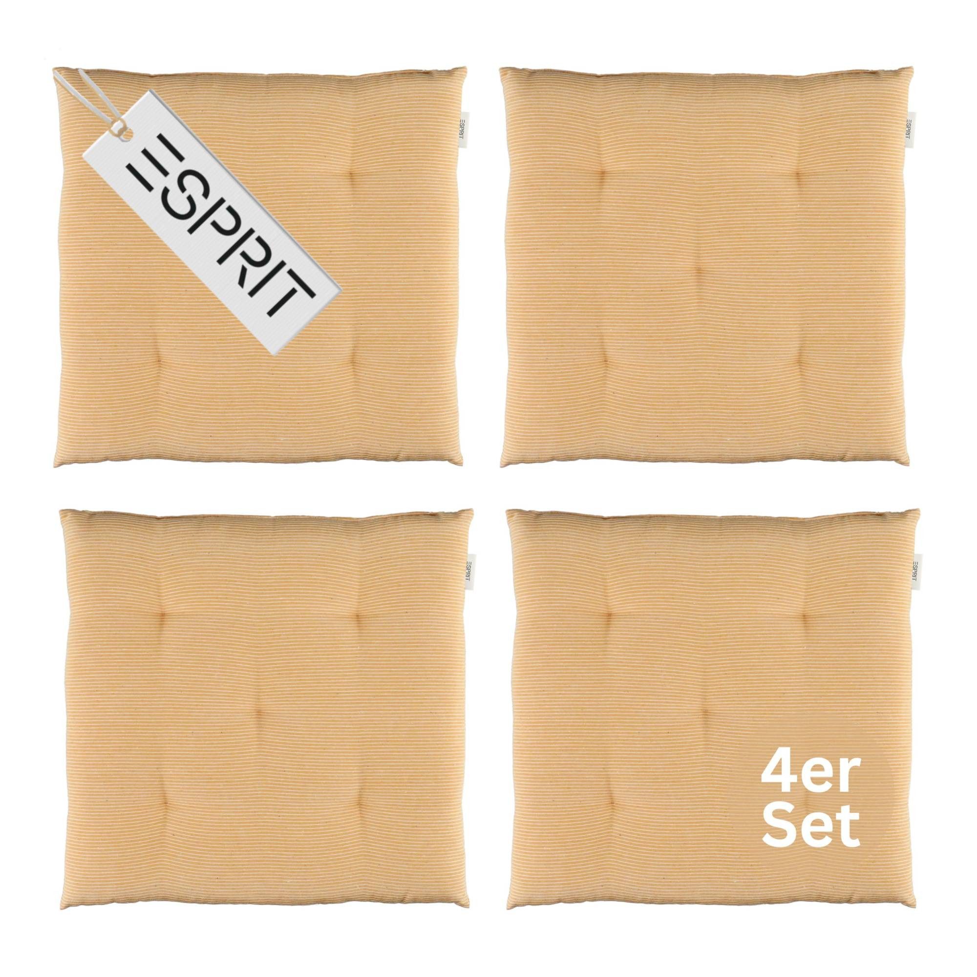 Esprit Stuhlkissen NEEDLESTRIPE Sitzkissen, 40 x 40 cm - 4er Set in Gelb