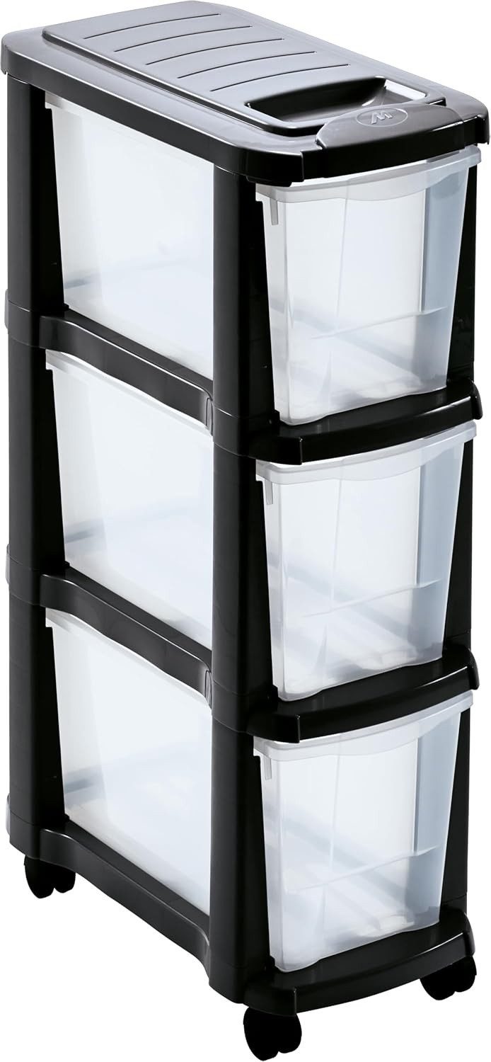 M home Rollcontainer Rollwagen Schubladenrollwagen PLS6260 Schubladenschrank Kunststoff, (1 St), mit 3 Schubladen und 4 Rollen
