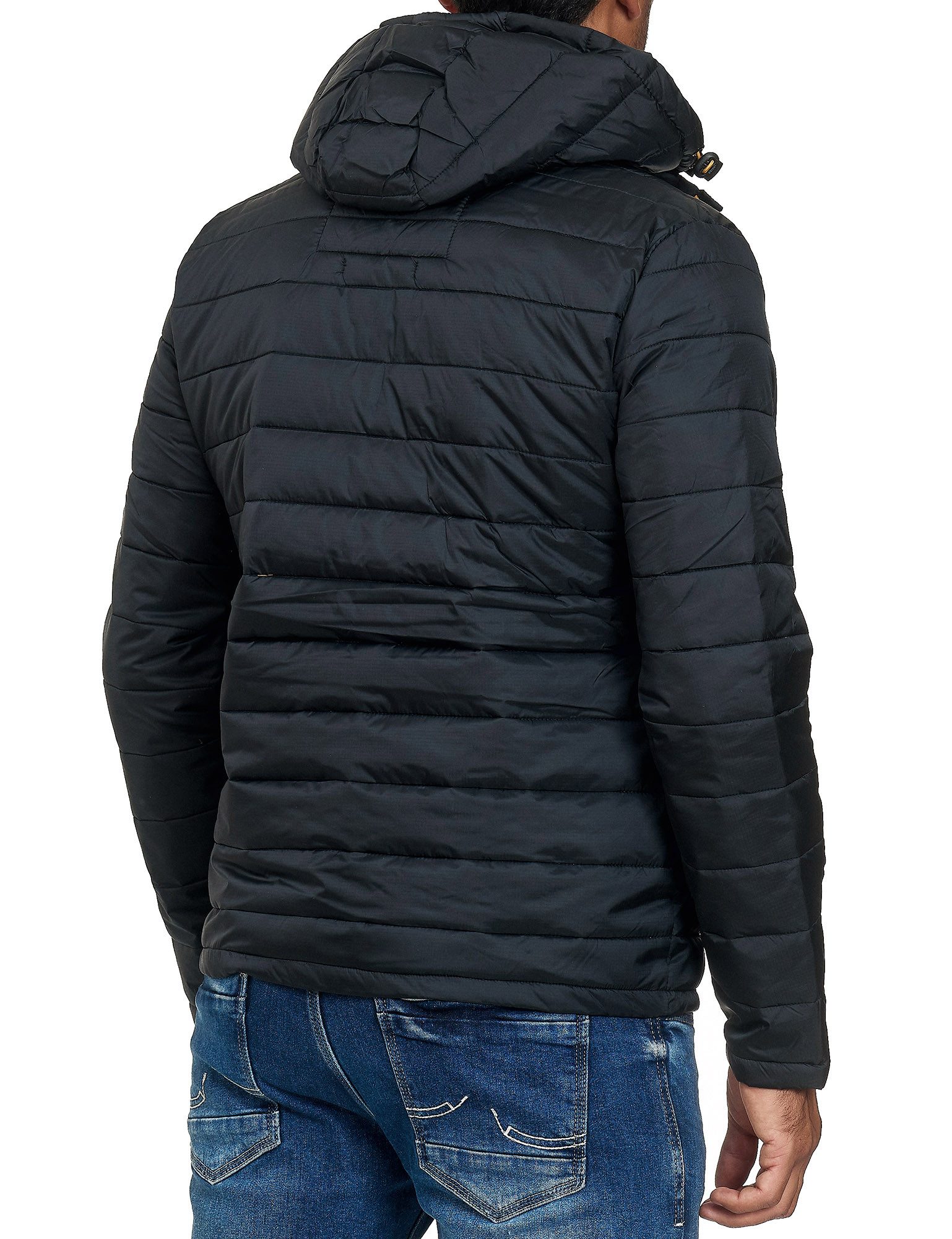Indicode Allwetterjacke Übergangsjacke Herren - Lascelles - Abtrennbare Kapuze und Tunnelzug Jacke im Steppjacken Look - Windsicher - Ideal für Frühling und Herbst