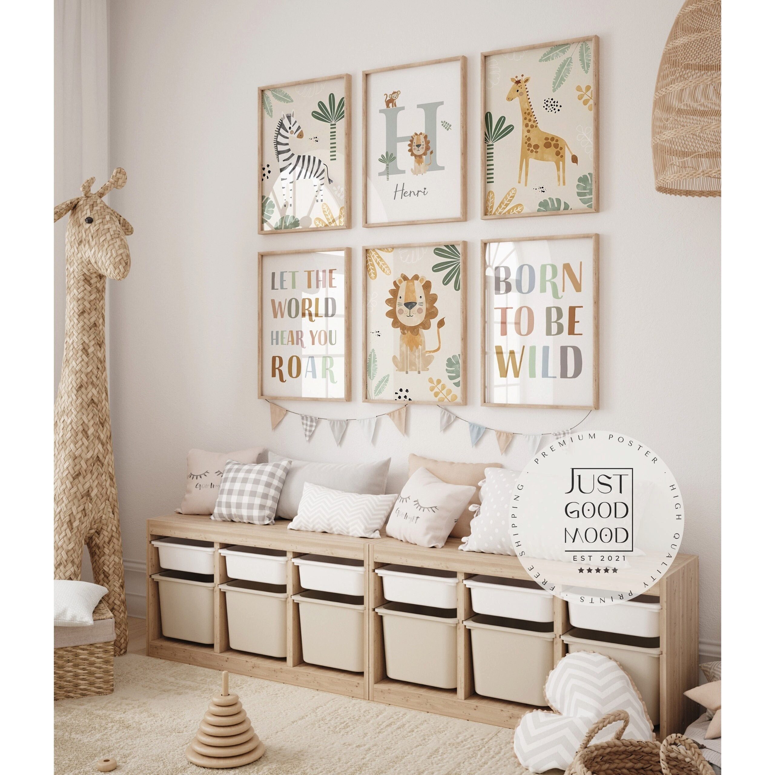 JUSTGOODMOOD Poster Premium ® Safari Dschungel Tiere Name Personalisiert Ki günstig online kaufen