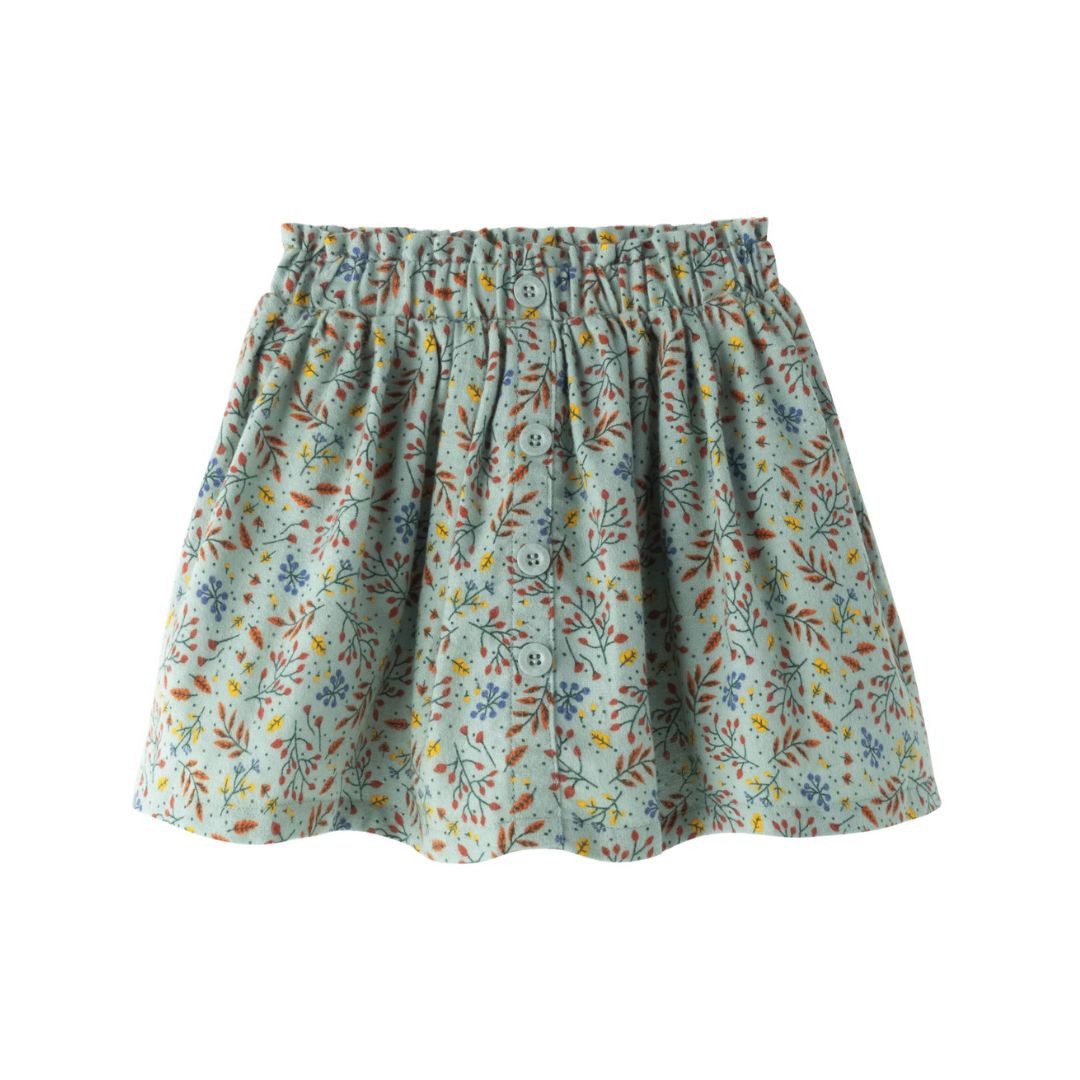 suebidou Midirock Ausgestellter Rock für Mädchen aus Baumwollstoff mit Blumenmuster mit Allover Print, elastischer Bund