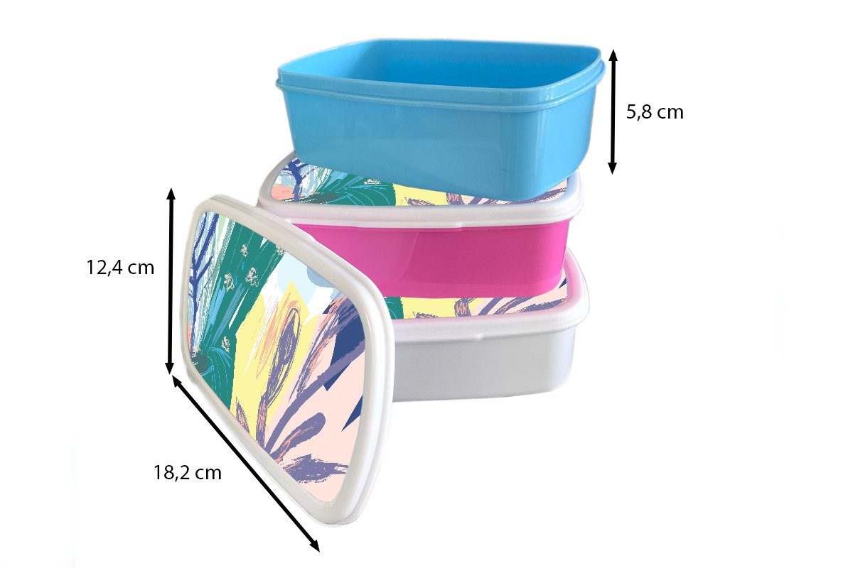 MuchoWow Brotbox - Kunststoff Snackbox, für Erwachsene, - Farbe Abstrakt, Kinder, Mädchen, Lunchbox Brotdose Kunststoff, (2-tlg), Sommer rosa