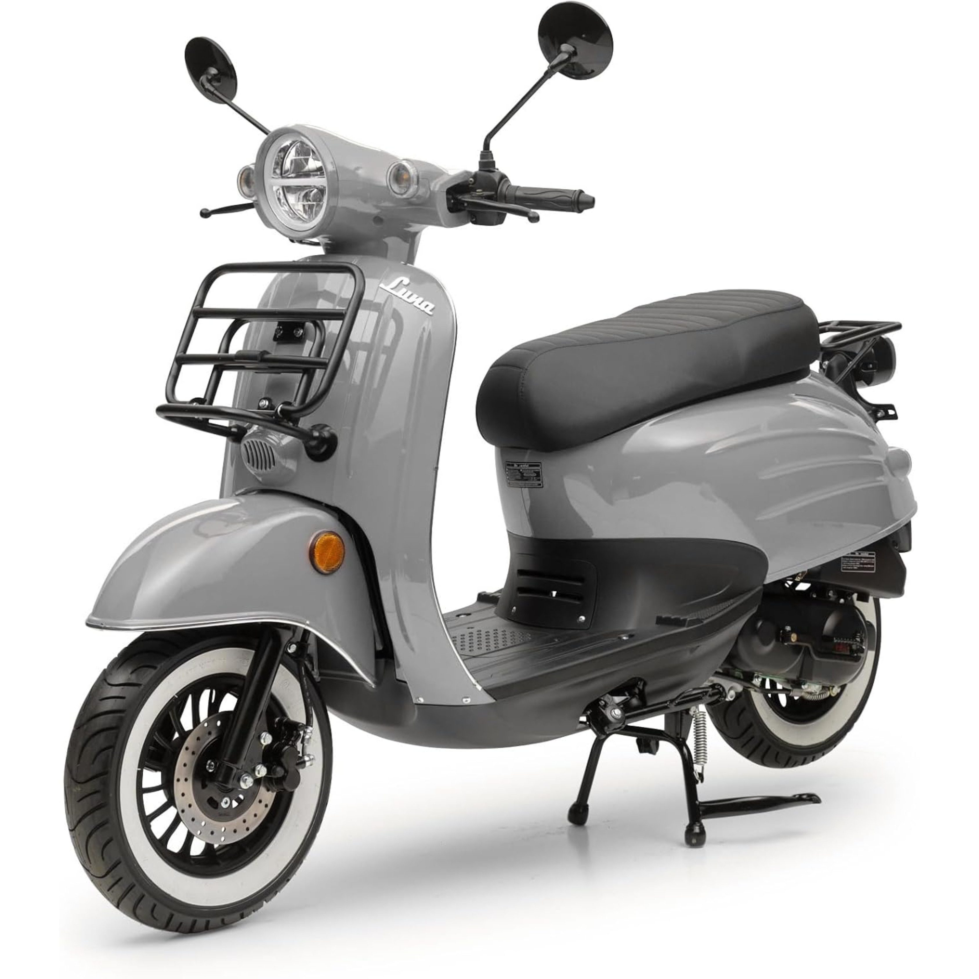 Burnout Motorroller Luna in Grau, Silber, Blau oder Rot, 50 ccm, 45 km/h, Euro 5, Unverwechselbares Retro Design, Mofa